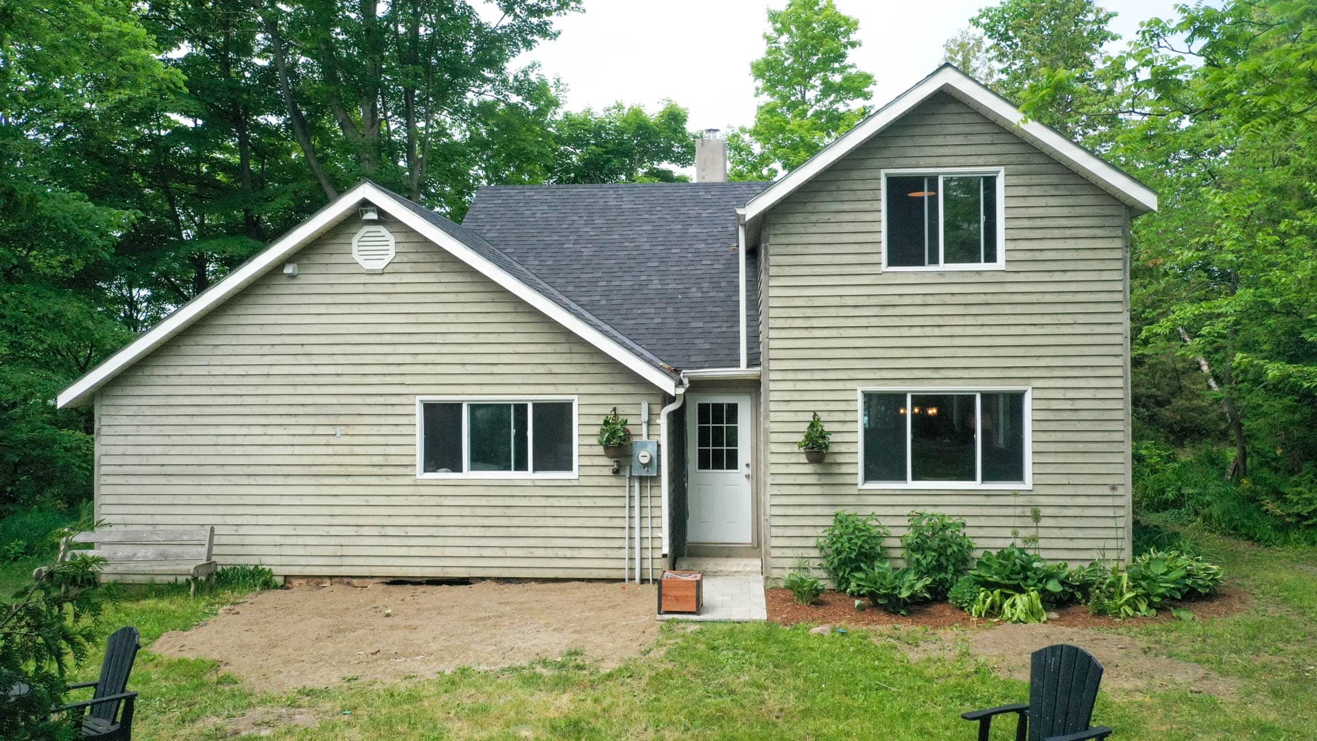 Not pictured-newly poured concrete walkway around the cottage