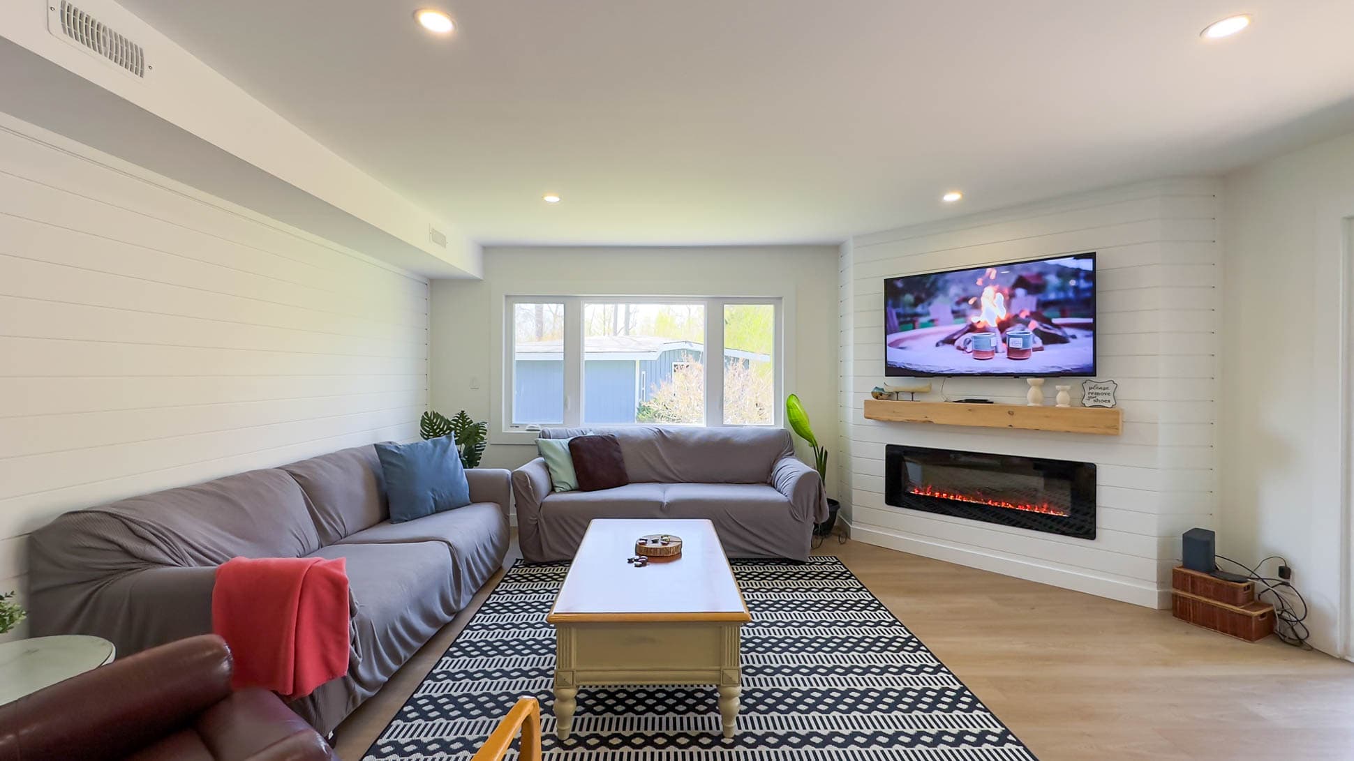 Cozy up with a warm glow on the electric fireplace