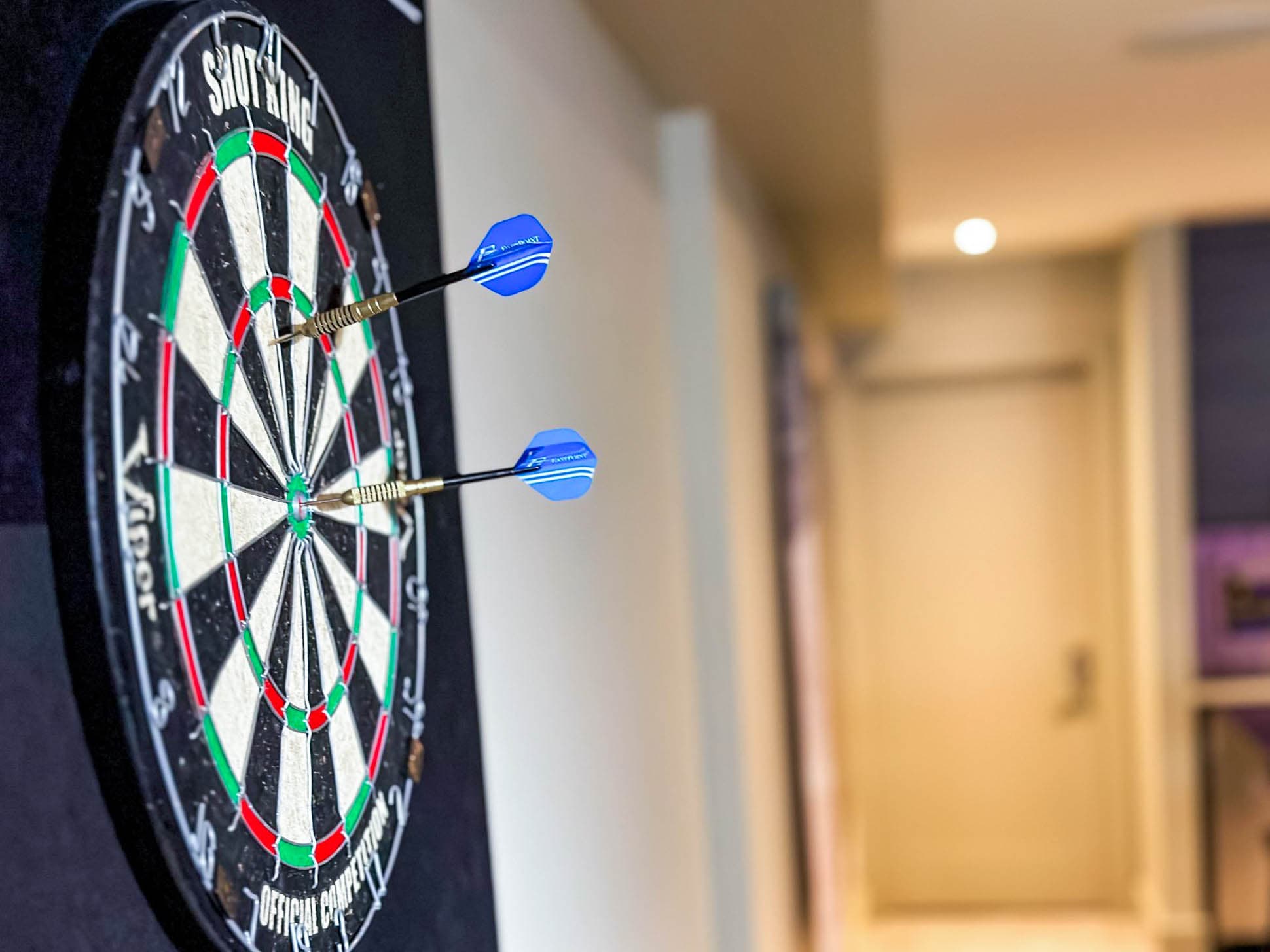 Bullseye! Try your hand at darts in our entertainment room
