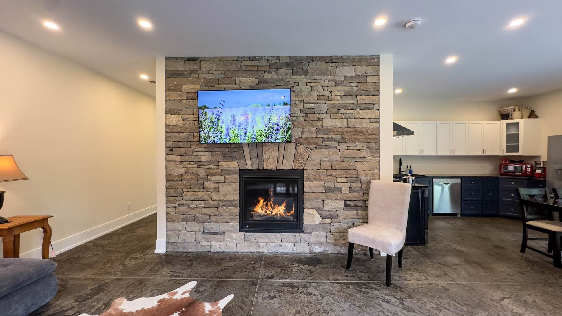 Warm up by the fire on cooler nights