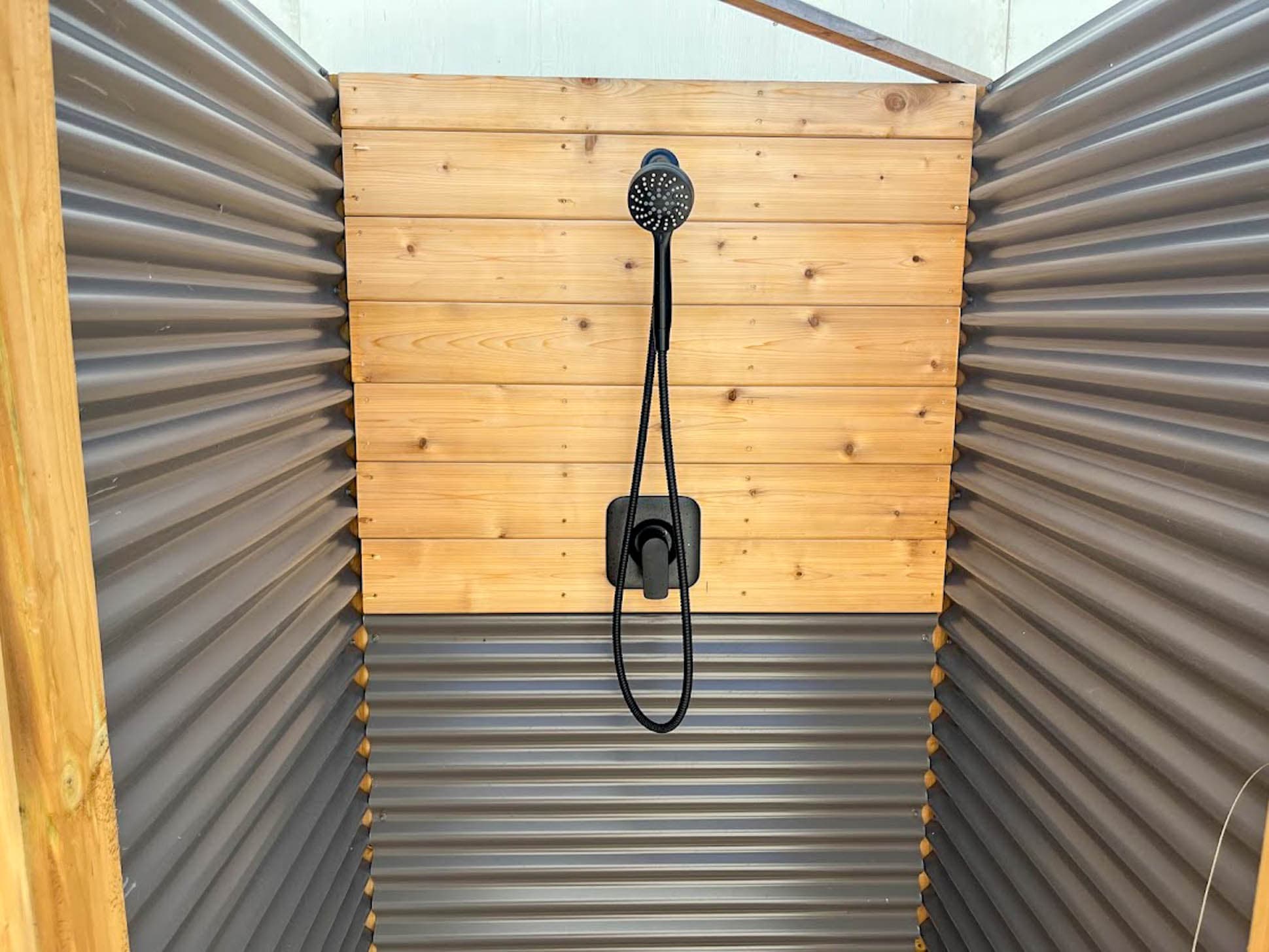 New outdoor shower with the lovely smell of cedar