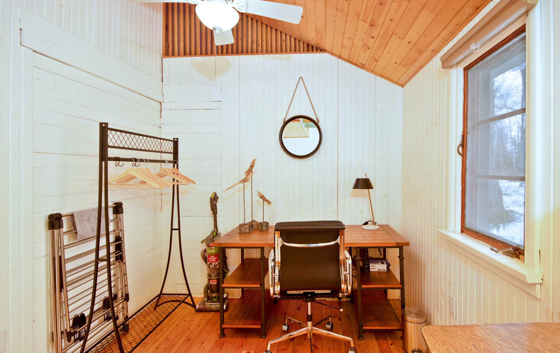 If you need to get some work done or want a quiet spot to read, the master bedroom has a comfy desk area.