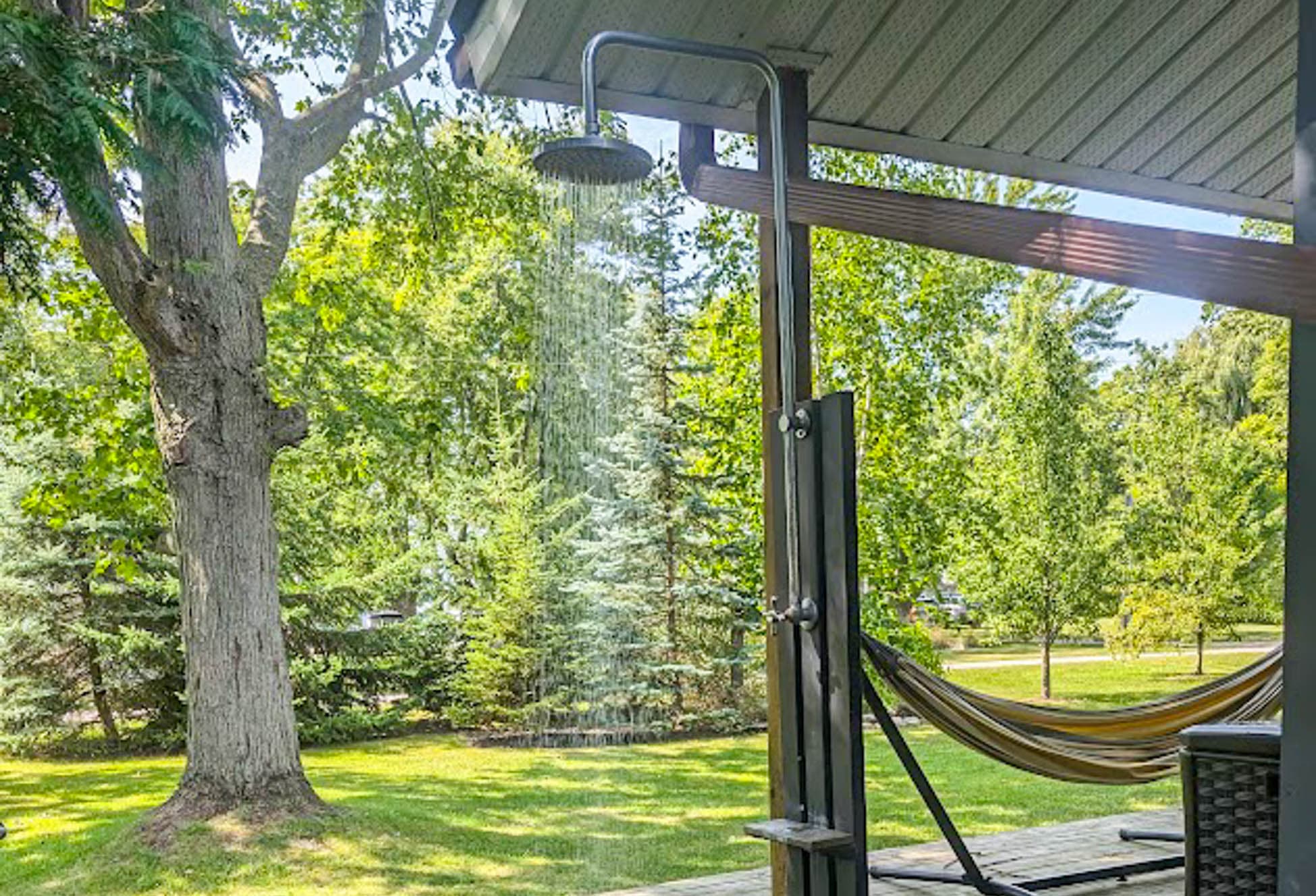 Outdoor shower to clean off the beach sand