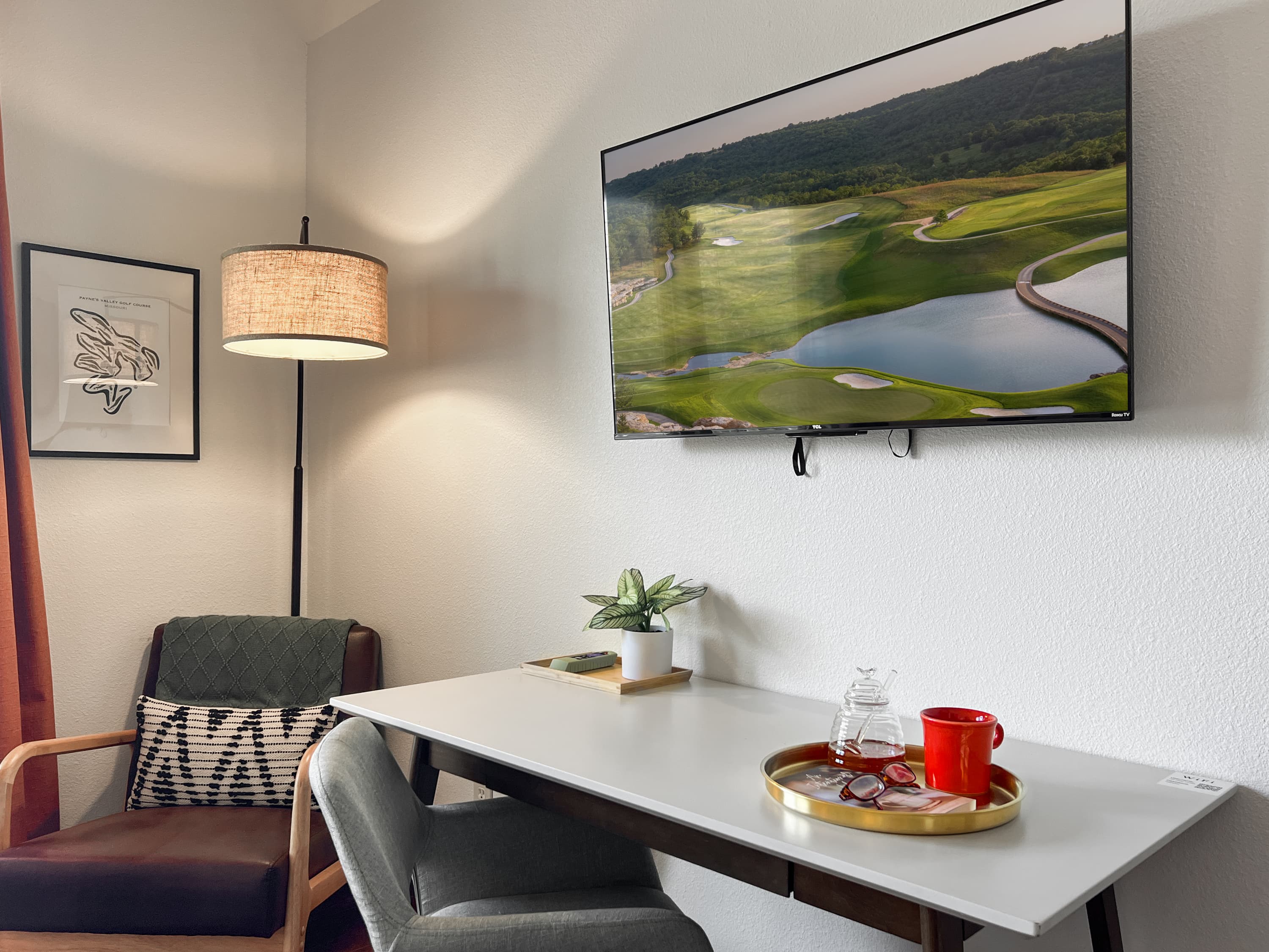 Catch up on emails from the quiet upstairs workspace before the day's adventures begin