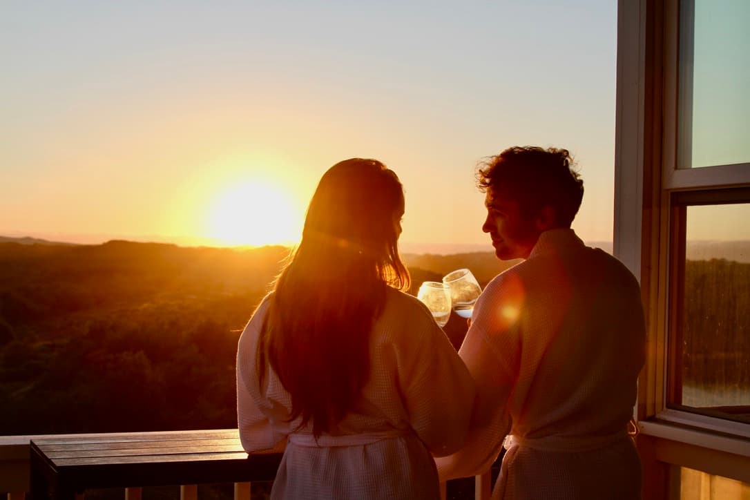 Rekindle that romance - monogrammed robes, scenic sunsets, local wine and cozy luxe accomodations provide relaxing stays.