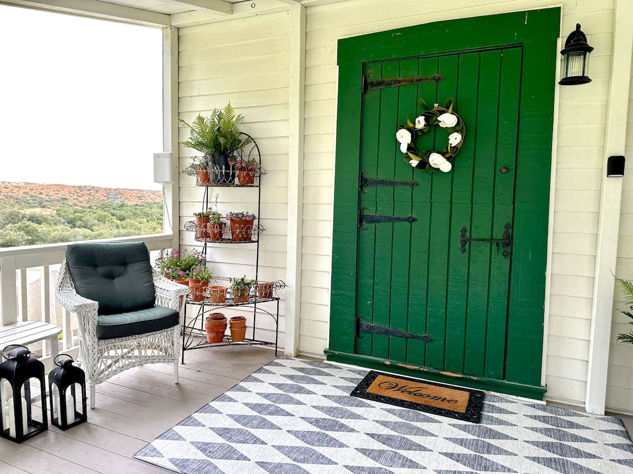We enjoy creating cozy vignettes all over the property and the Cottage front porch is no exception. Enjoy your morning coffee here and catch glimpses of wildlife coming to visit. 