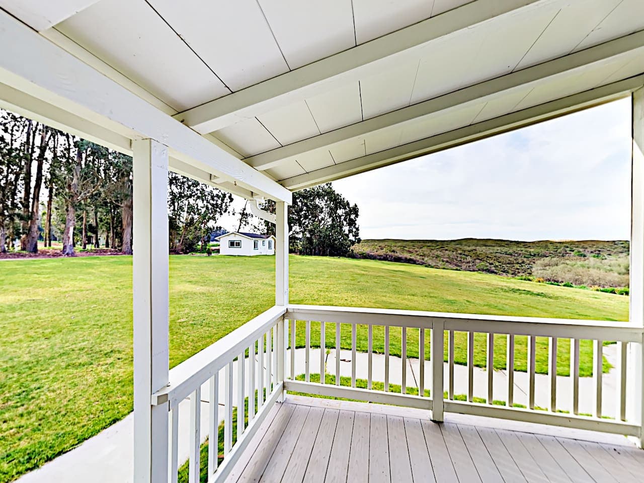 View from Front Porch toward the eucalyptus and avocado groves and additional dunes / lakes to the right.