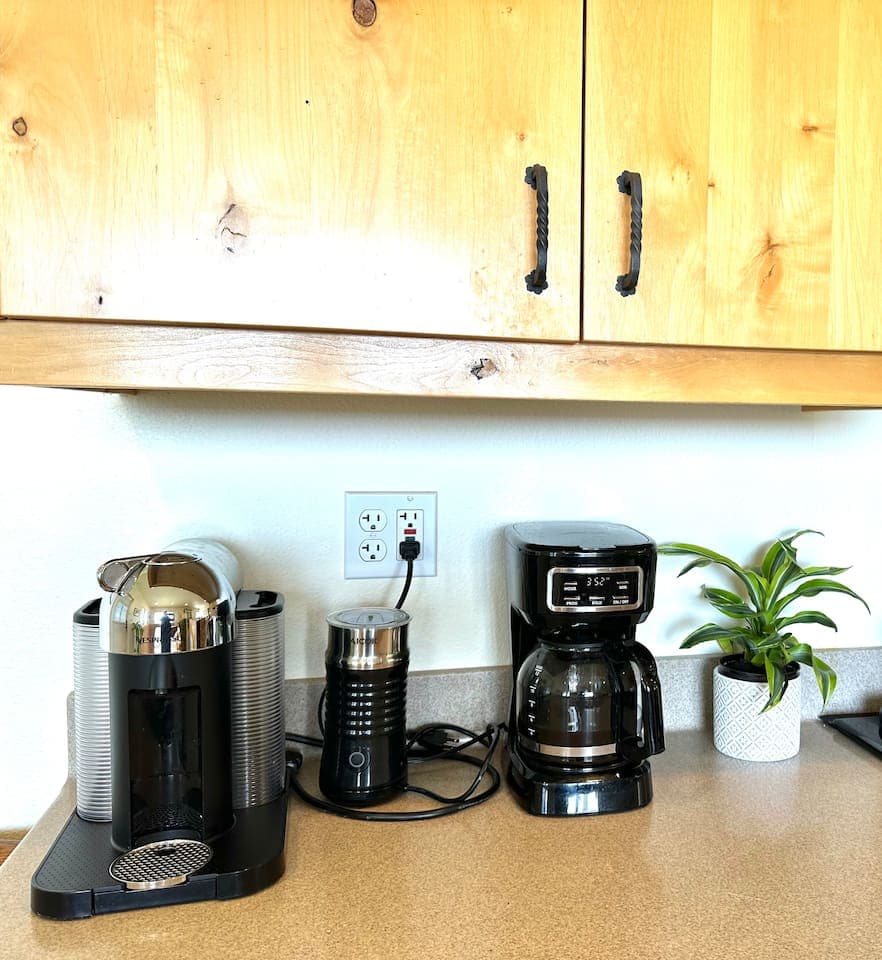 Coffee is life, right?  We've got your coffee needs covered with our coffee station which includes both a drip coffee maker as well as a Keurig machine with milk frother.  Prefer tea?  We have tea kettles as well.  