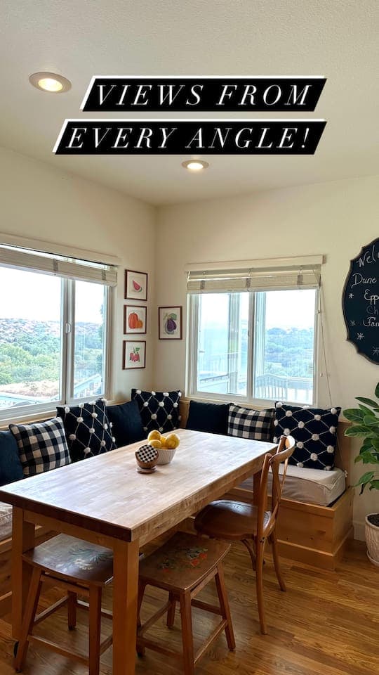 Views...Views...Views!!!!! ❤️❤️While cooking in our chef's kitchen ‍‍, enjoy the views of the lakes and Oceano Sand Dunes from a number of different seating areas inside or outside the Cottage.  It's a little piece of Heaven on Earth!❤️❤️ 