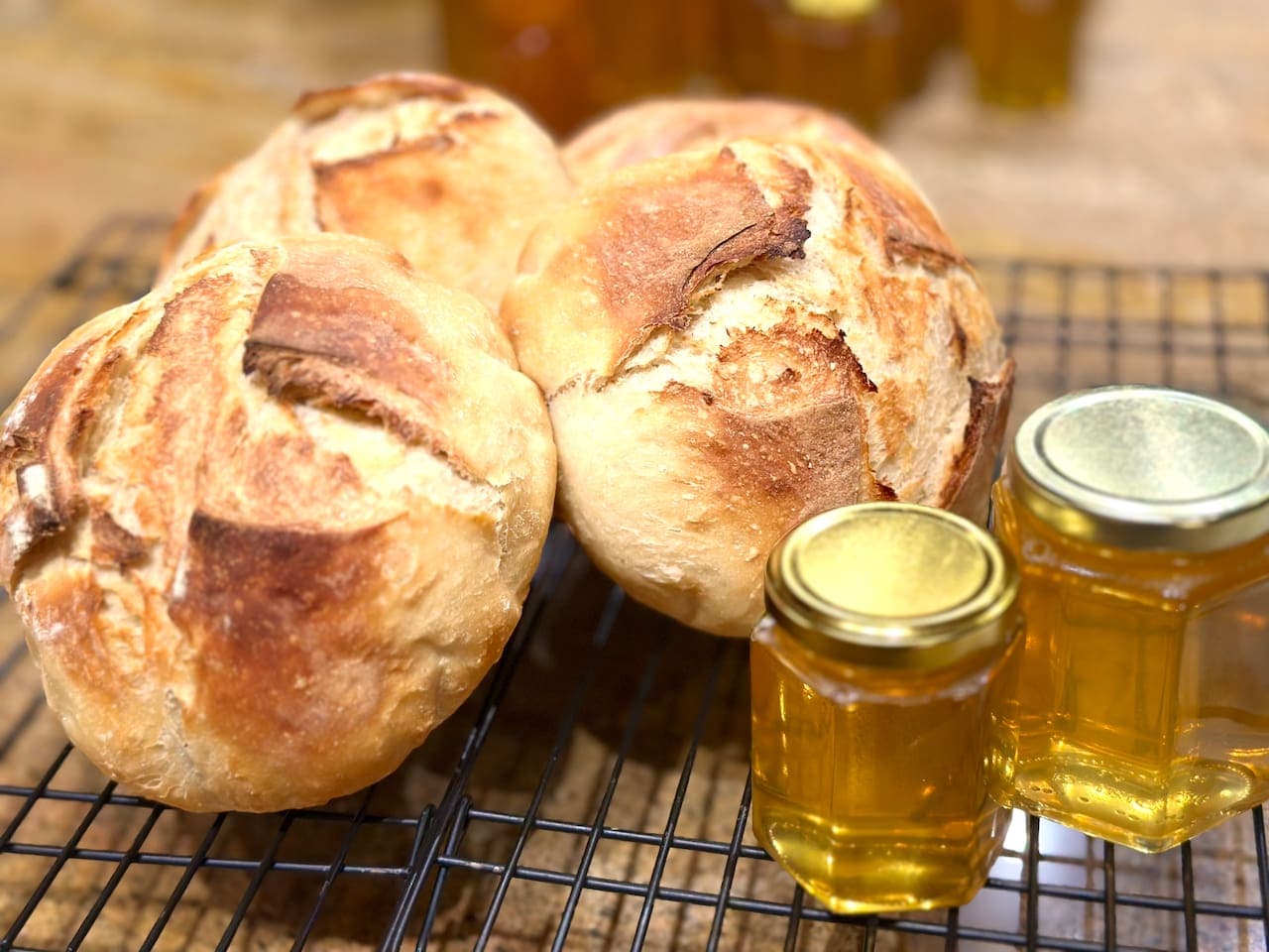 Local sourdough bread and our Dune Lakes honey for a tasty snack - also pairs really well with wine!  Both available locally - ask us!