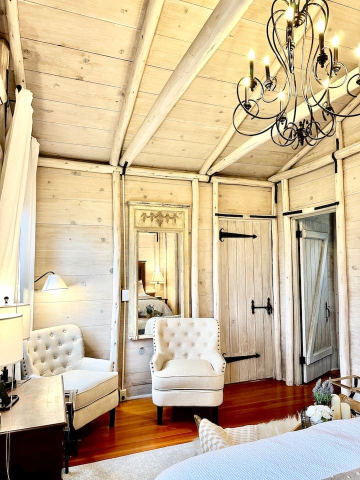 Original eucalyptus beams and iron hardware dating back to the 1920s!  