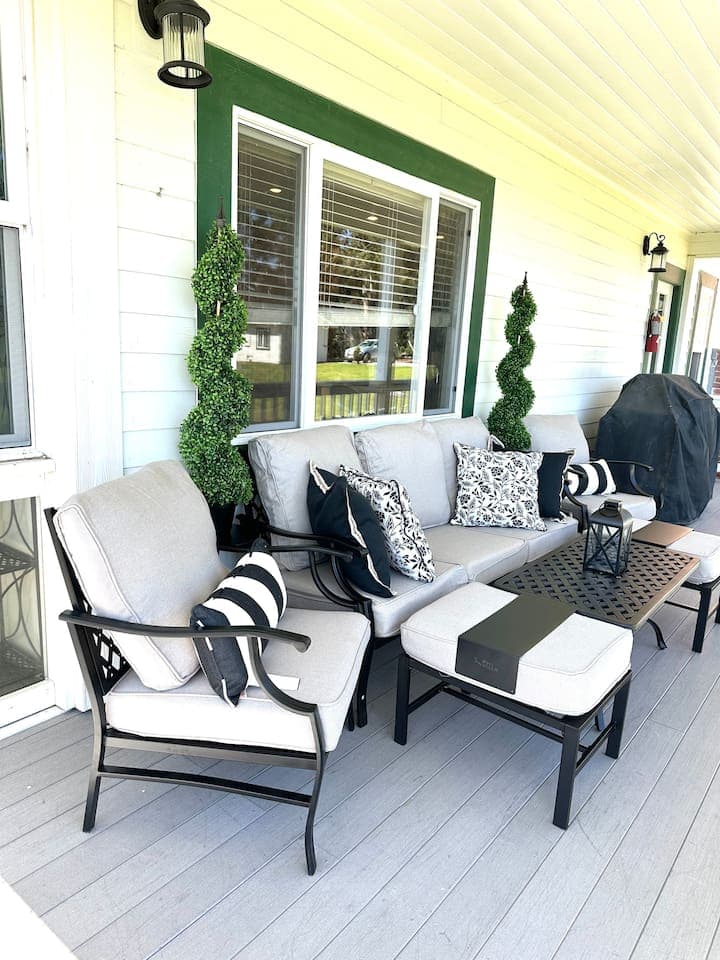 Bringing the California Riviera vibe to the side porch.  Catch up with friends and family with charcuterie and your favorite local wine.