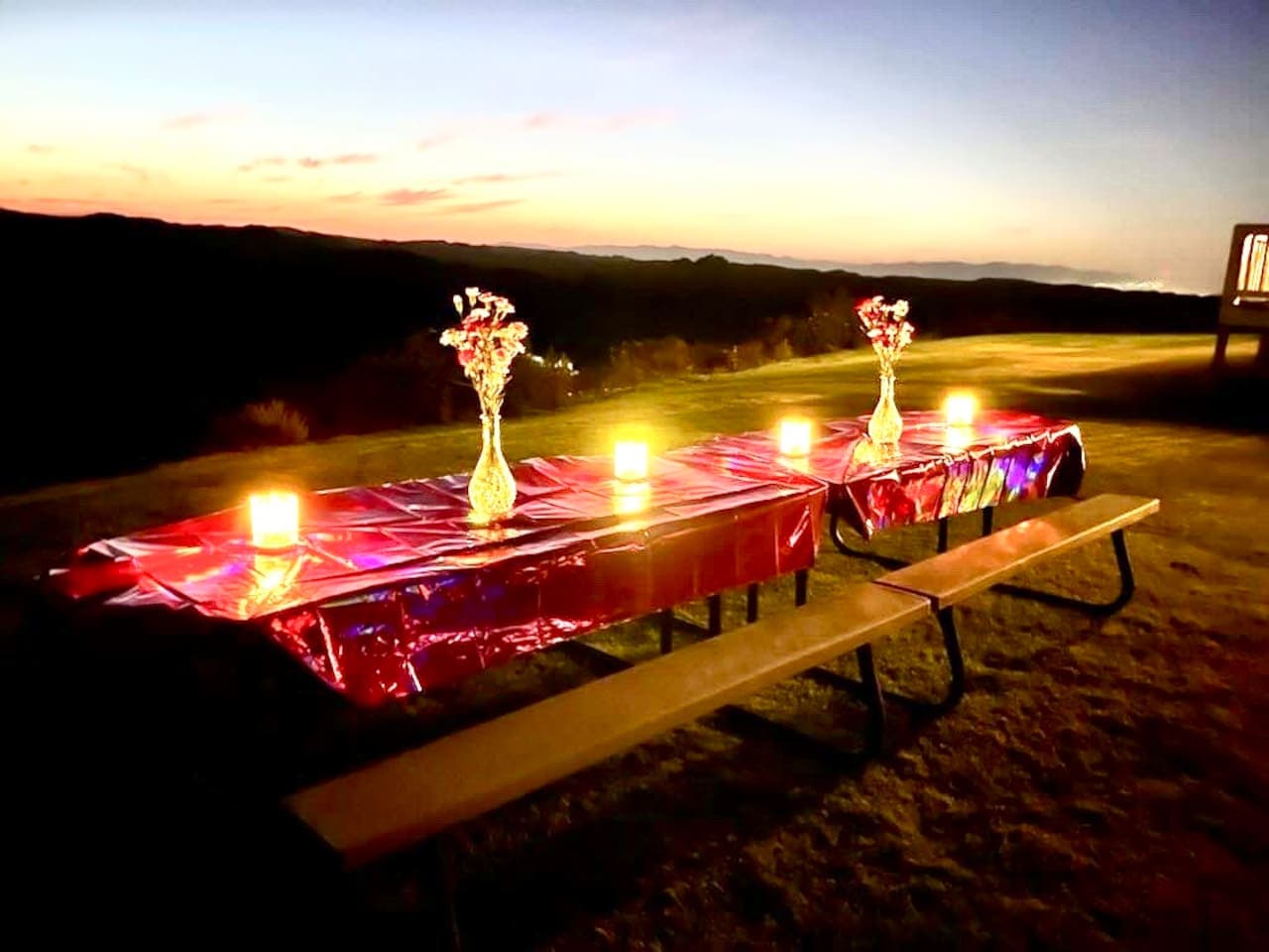 Picnic tables outside provide an opportunity for dining alfresco with breathtaking views and ambiance.  