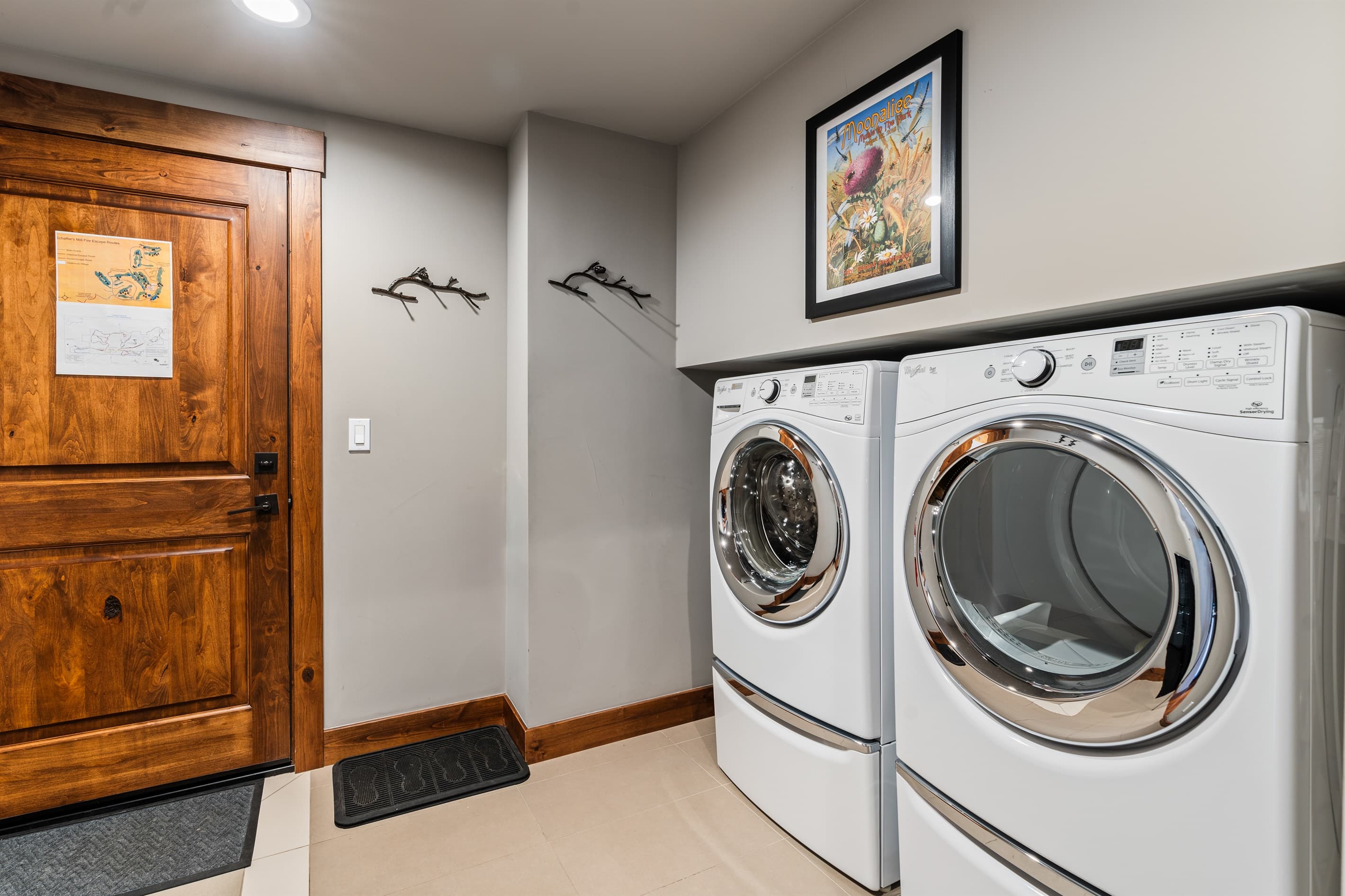 Washer and Dryer available for use. Stocked with laundry detergent pods.