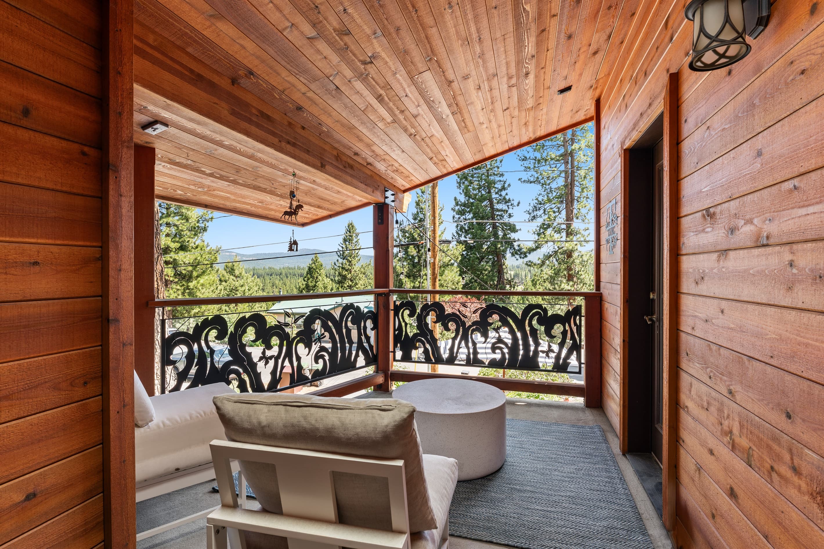 Breathe in the fresh mountain air. Grill, dine, and unwind on the spacious deck surrounded by towering pines with peek views of Northstar. Summer dinners and starry nights await. Please note: patio furniture and grill are available from May - October.