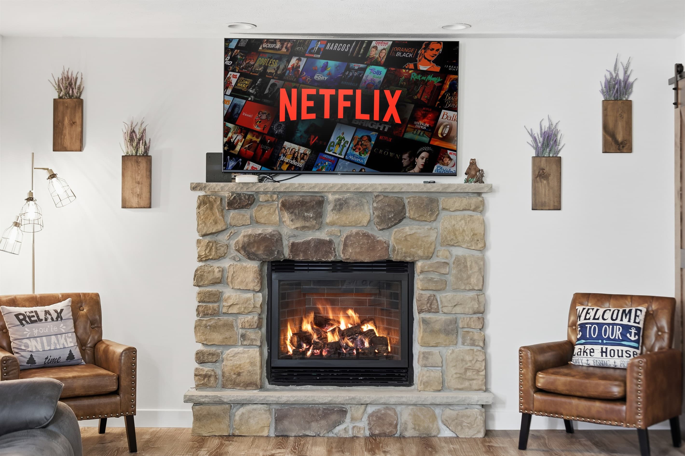 Propane fireplace in the living room