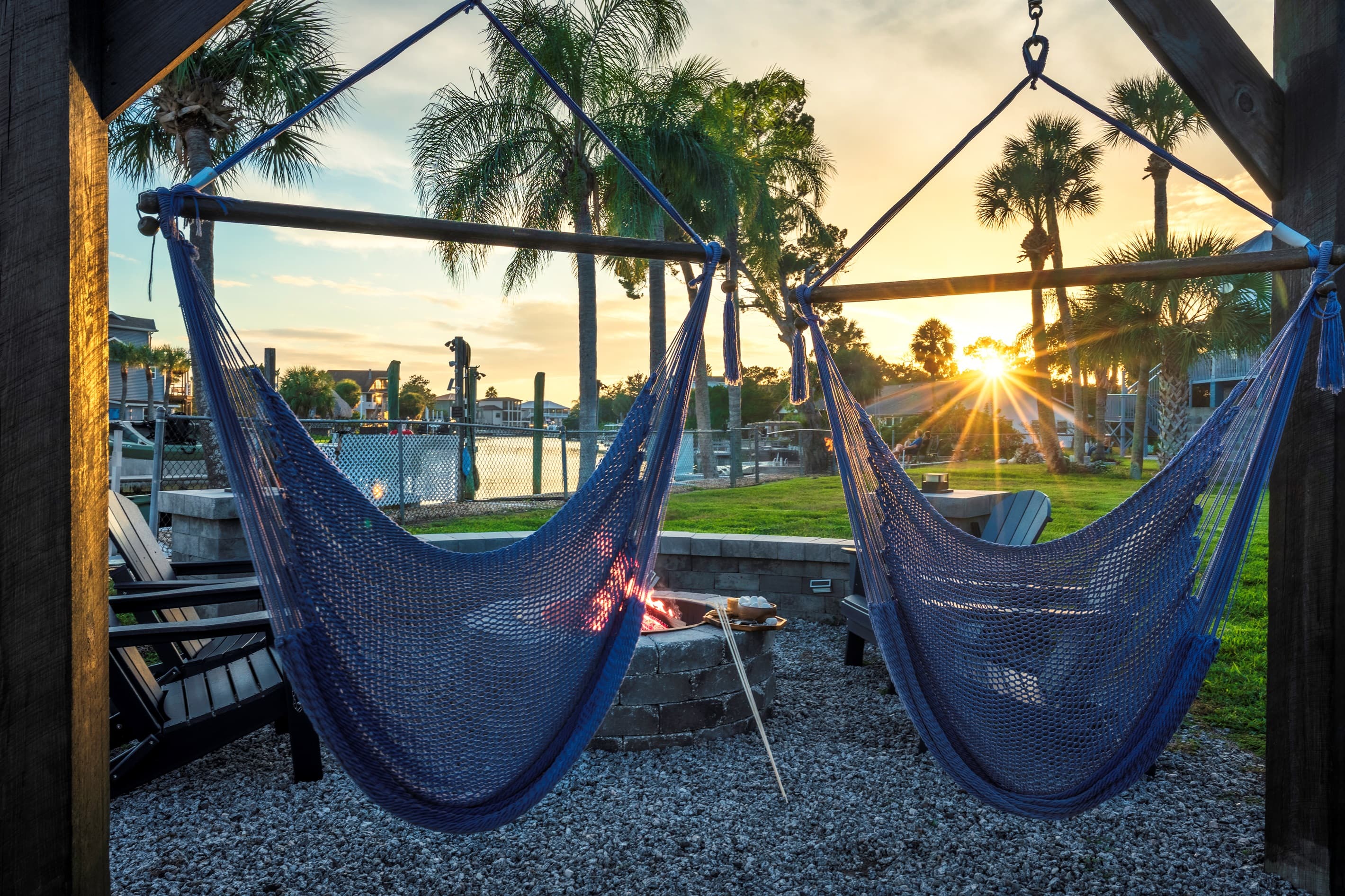 Hammocks by the water- slow down and stay awhile. 