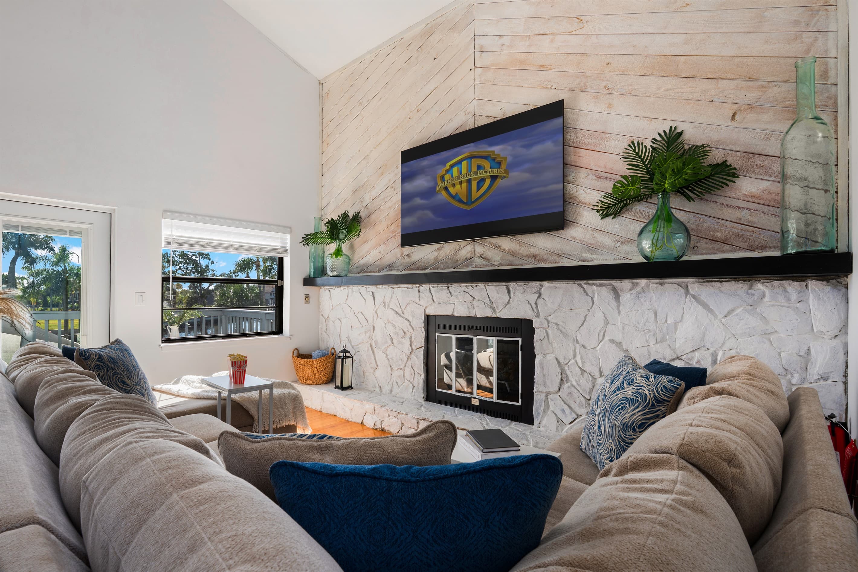 Vaulted ceilings and coastal comfort throughout.