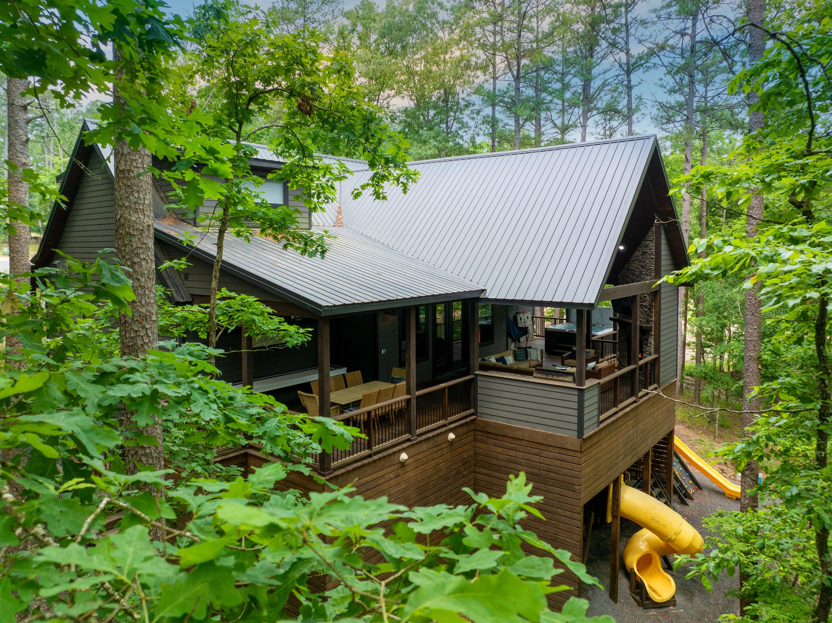 Enjoy the 1,200 sq foot covered deck while the kids play below. No Rain outs because we got you covered. 