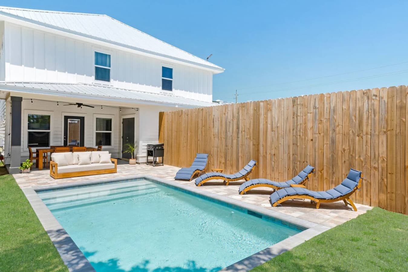 Enough yard for games and loungers to relax in