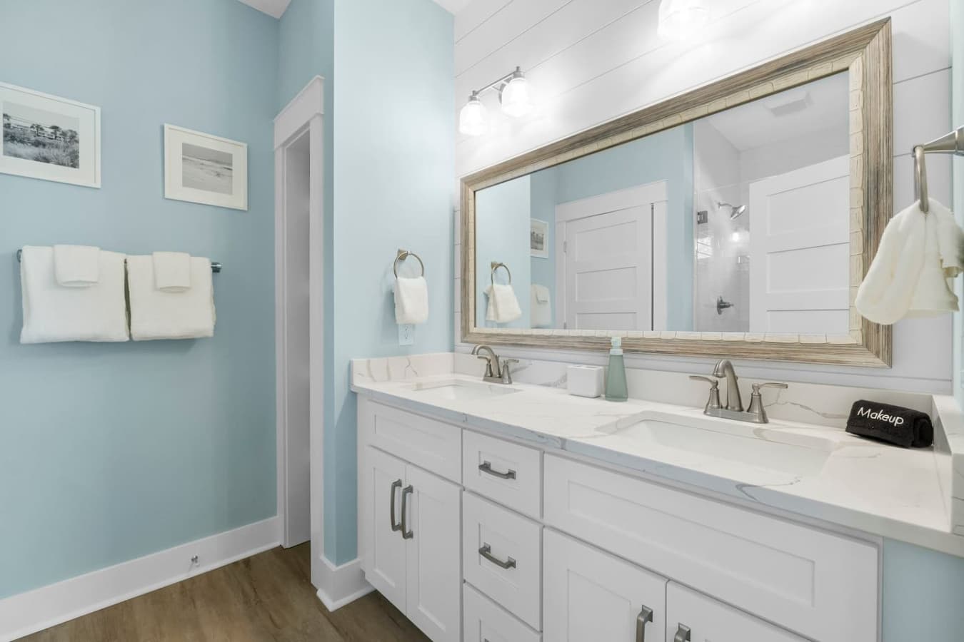 Upstairs King Bedroom bathroom with dual vanity