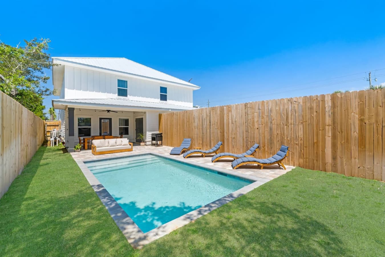Enough yard for games and loungers to relax in