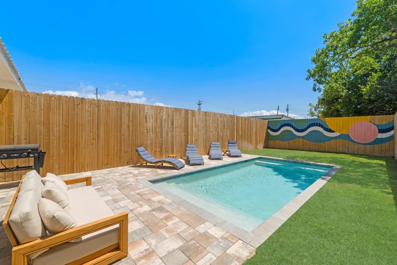 Relax by the saltwater pool while you stay!