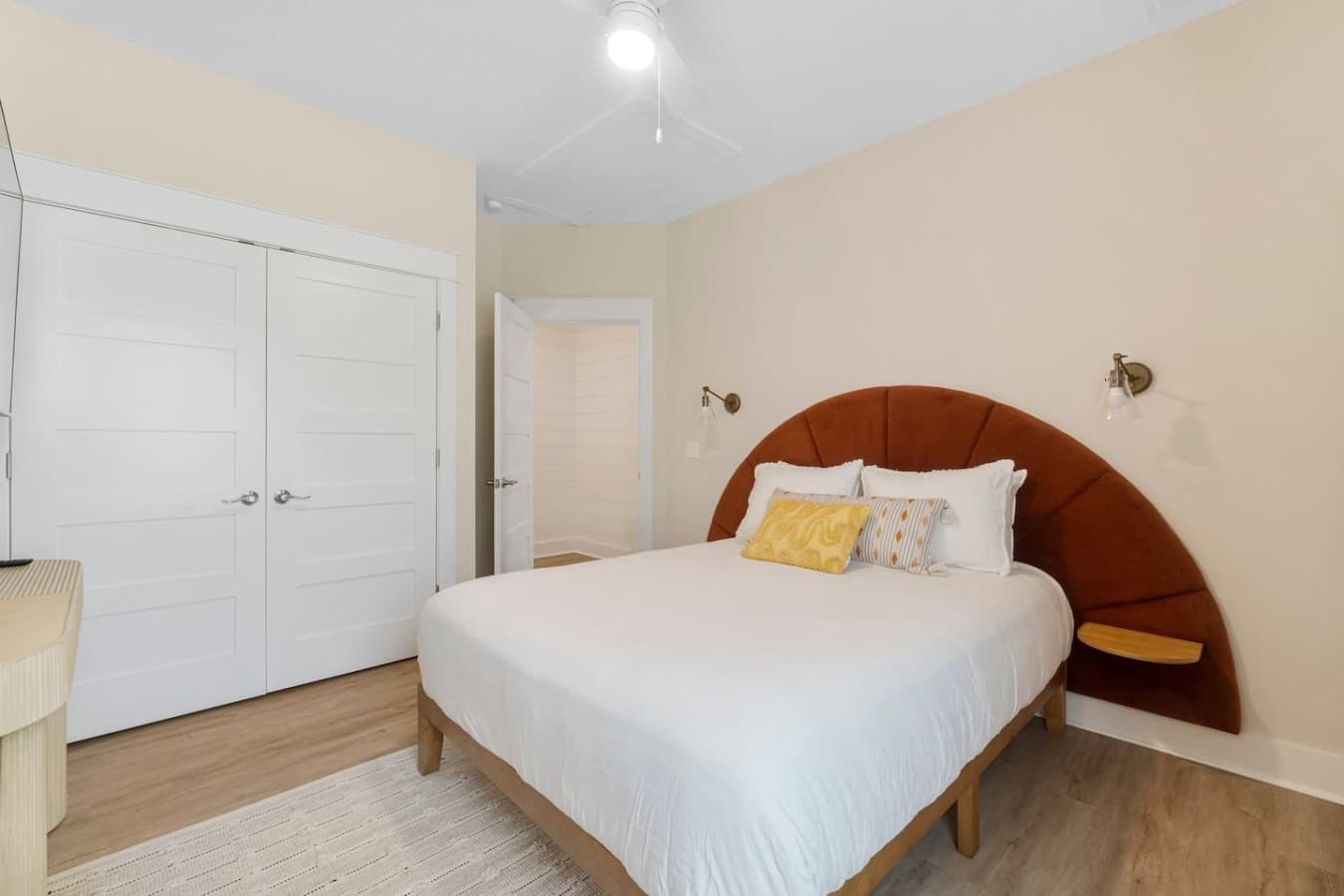 Queen Bedroom with a custom headboard