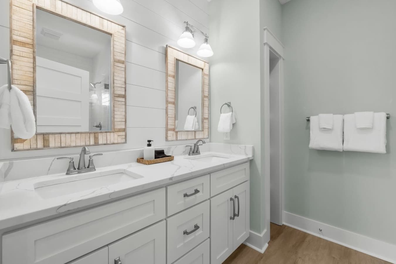 Upstairs King Bedroom bathroom with dual vanity