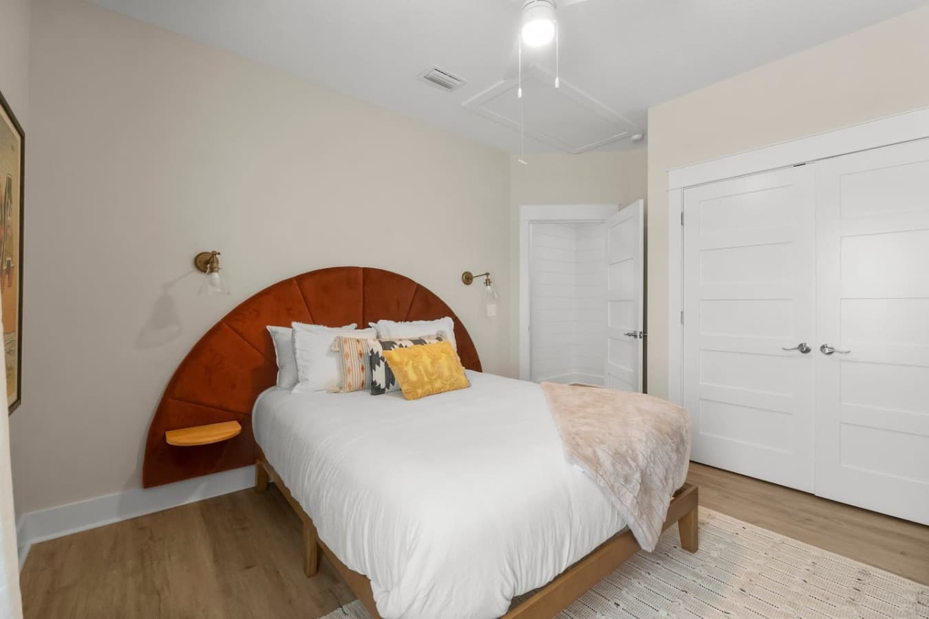 Upstairs Queen Bedroom with a custom headboard