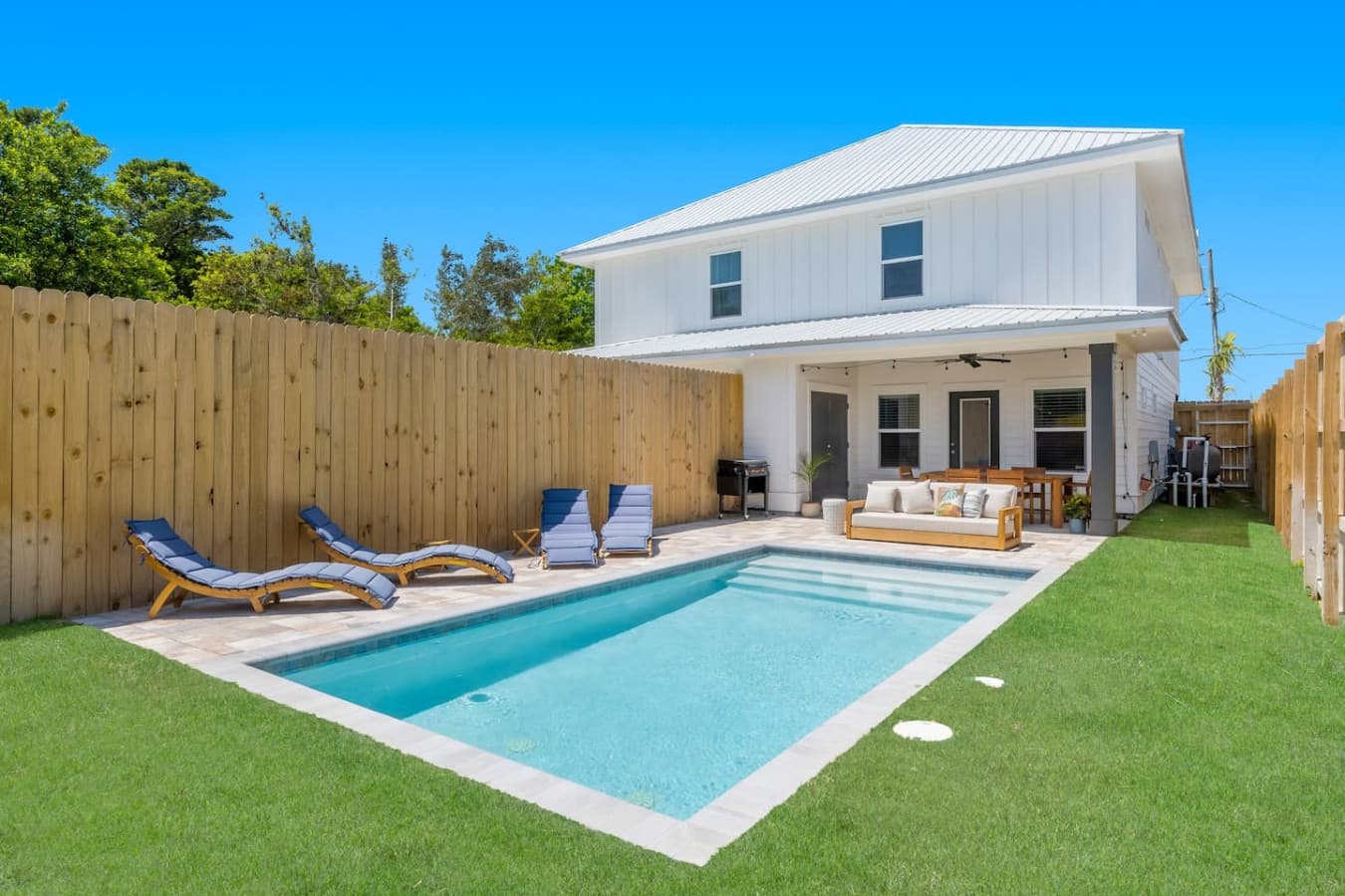 Enough yard for games and loungers to relax in
