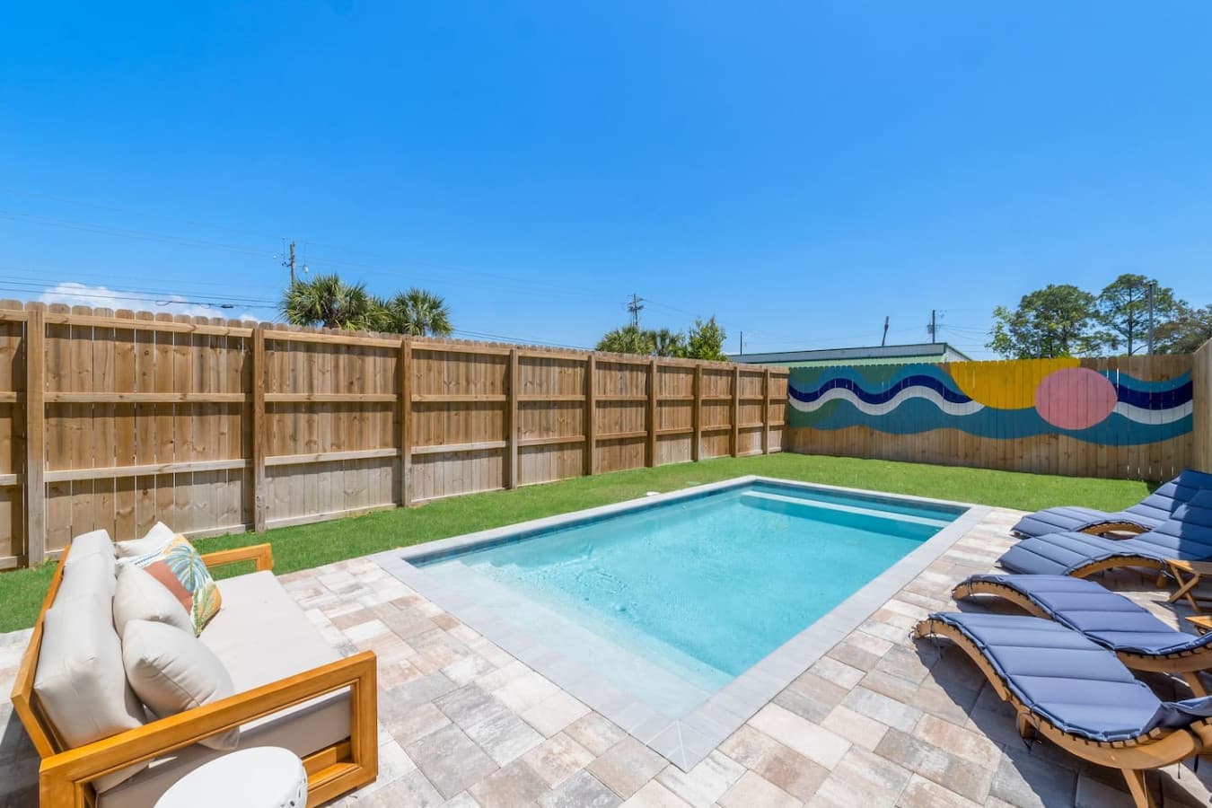 Relax by the saltwater pool while you stay!