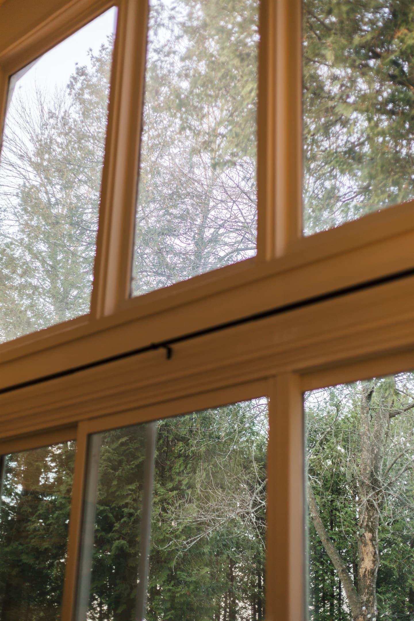 Floor to ceiling windows to view the lake from both floors.