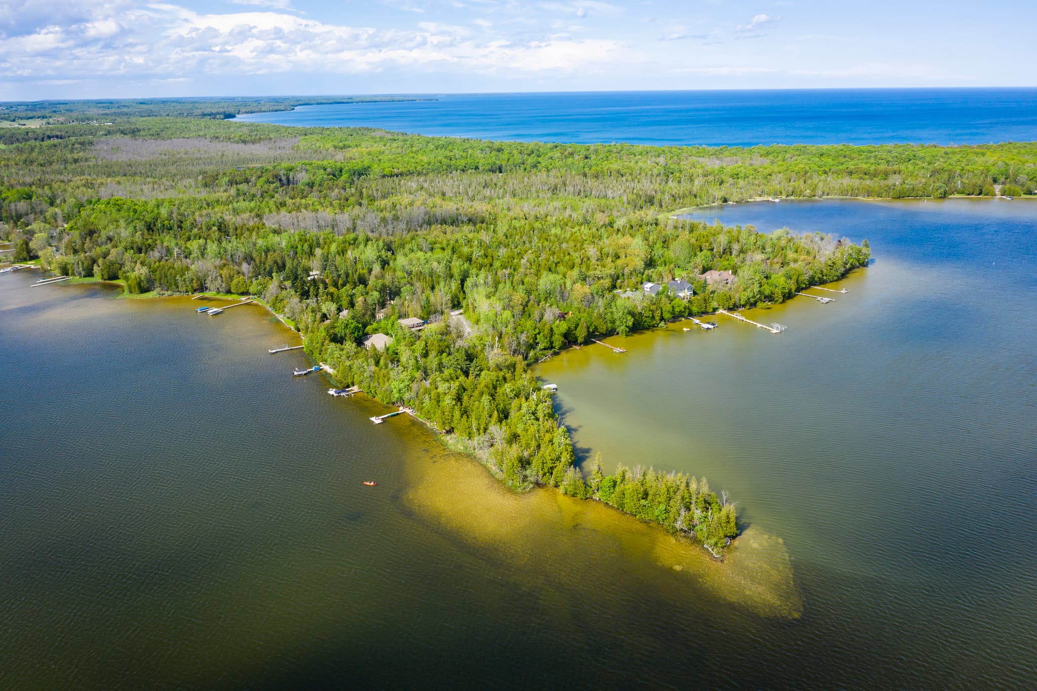 An aerial view of the bay and you can see how close we are to Lake Michigan as well. A short walk away.