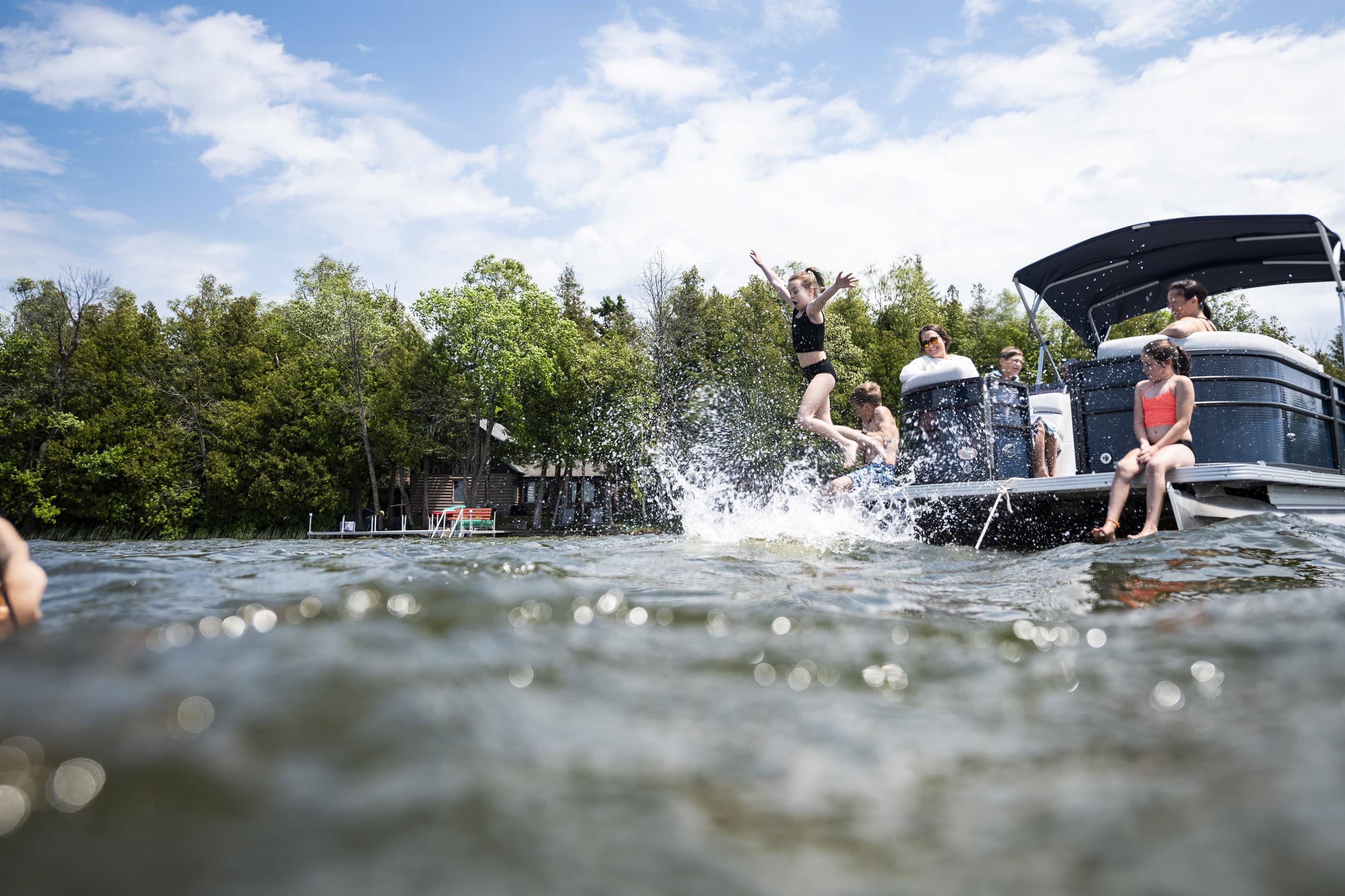 Pontoon boat rental available for our guests.