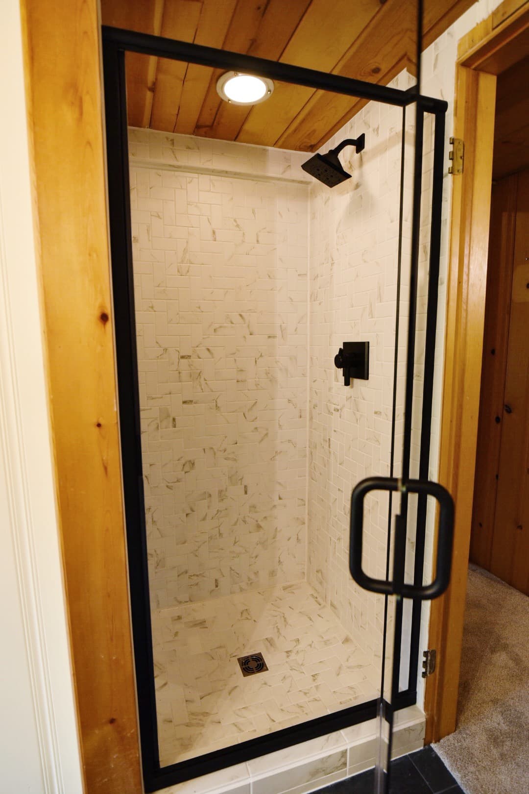 Newly tiled shower.