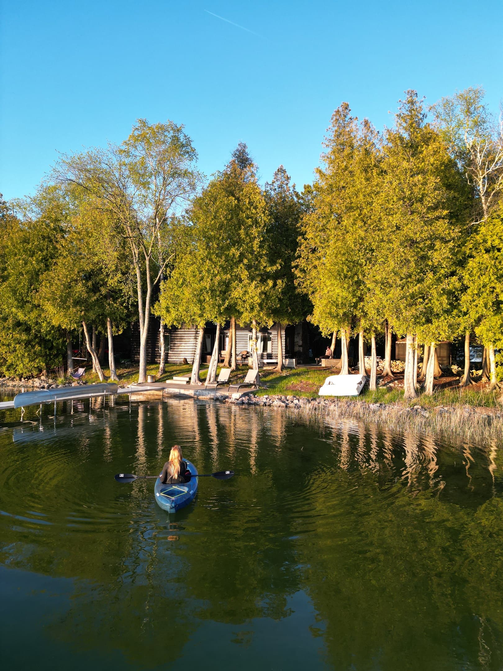 View of the main cabin from the water