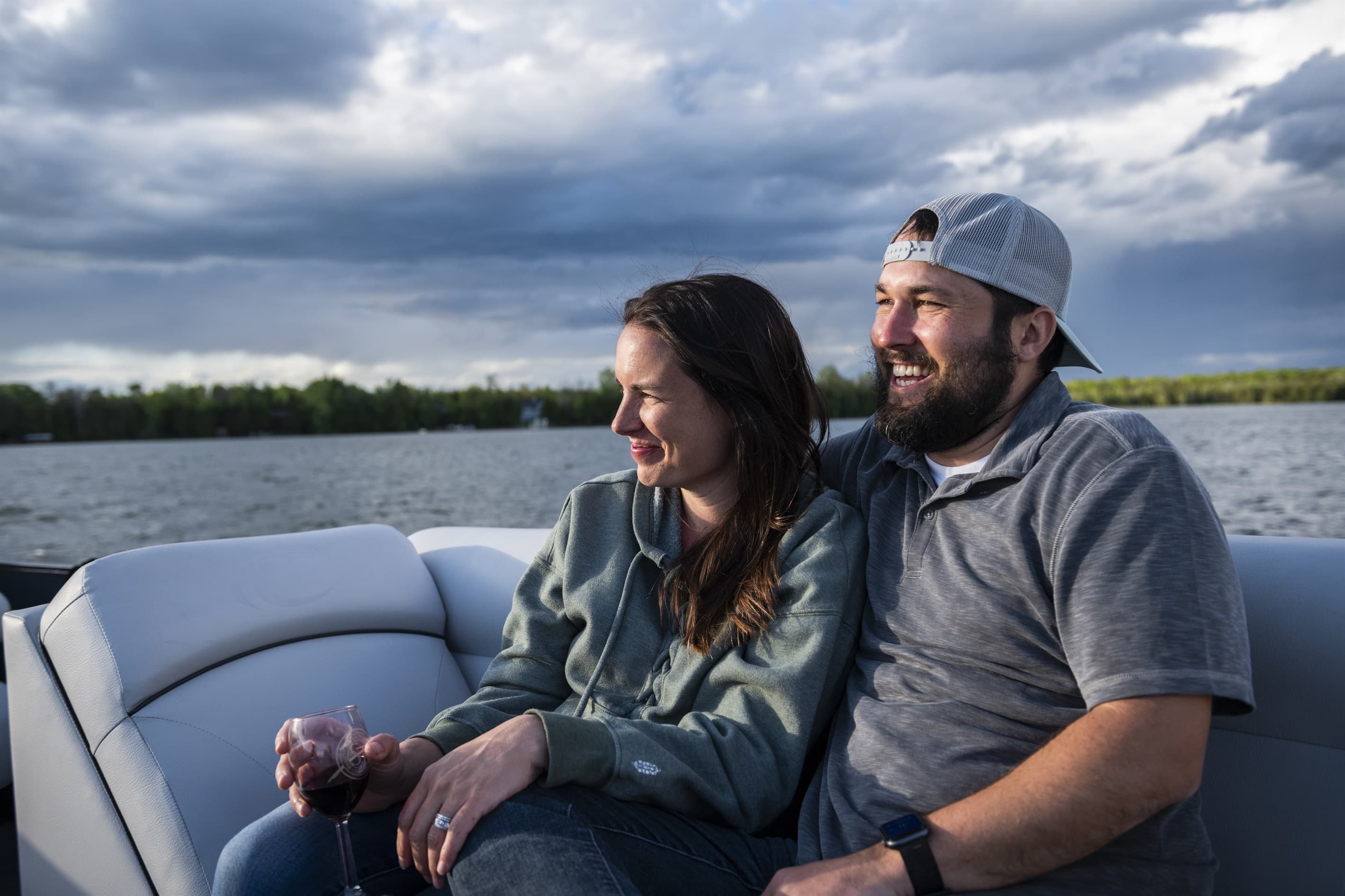 Meet the owners: Jeremy and Caitlyn. This could be you if you rent our pontoon!