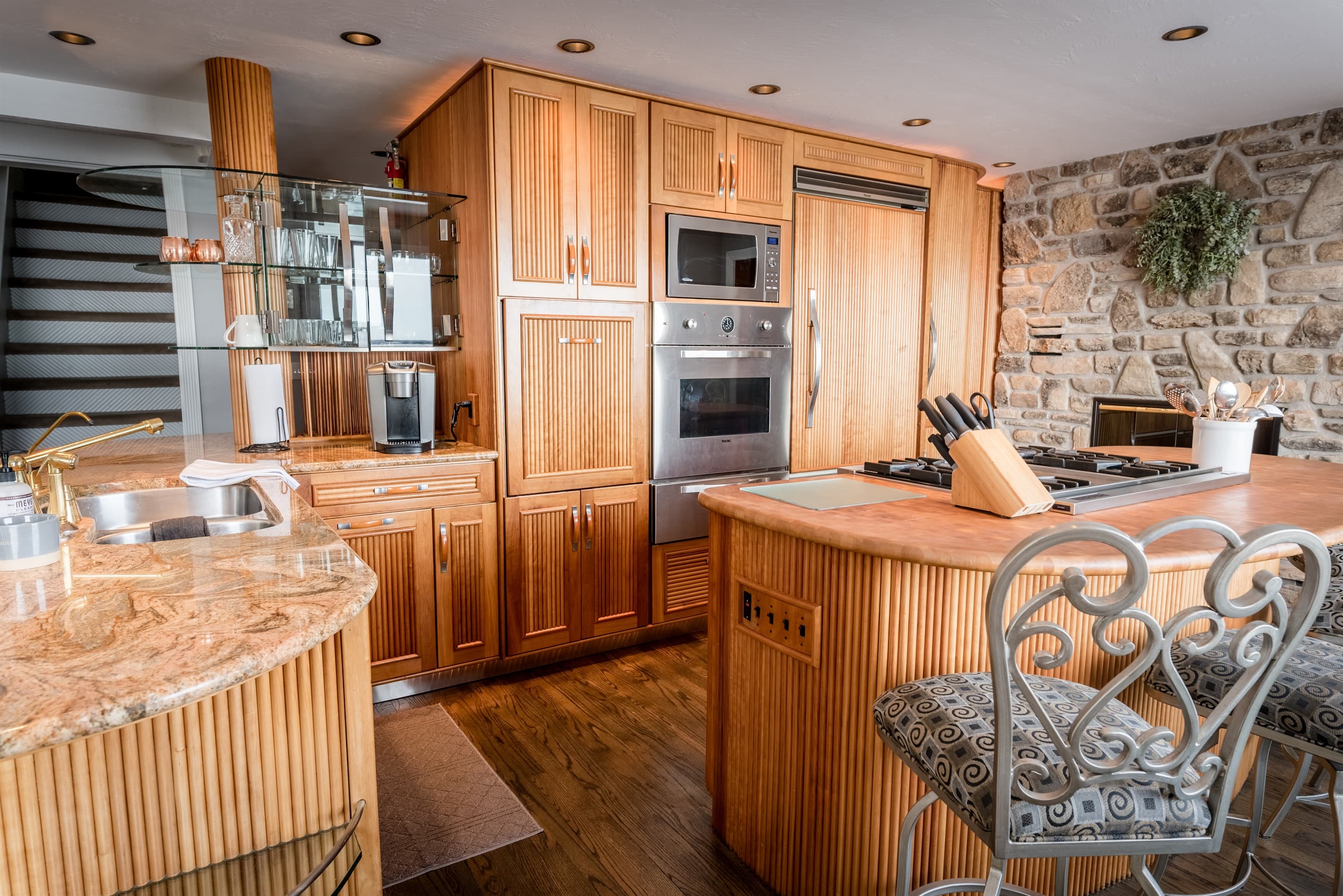 A fully stocked chefs kitchen complete with Viking appliances.
