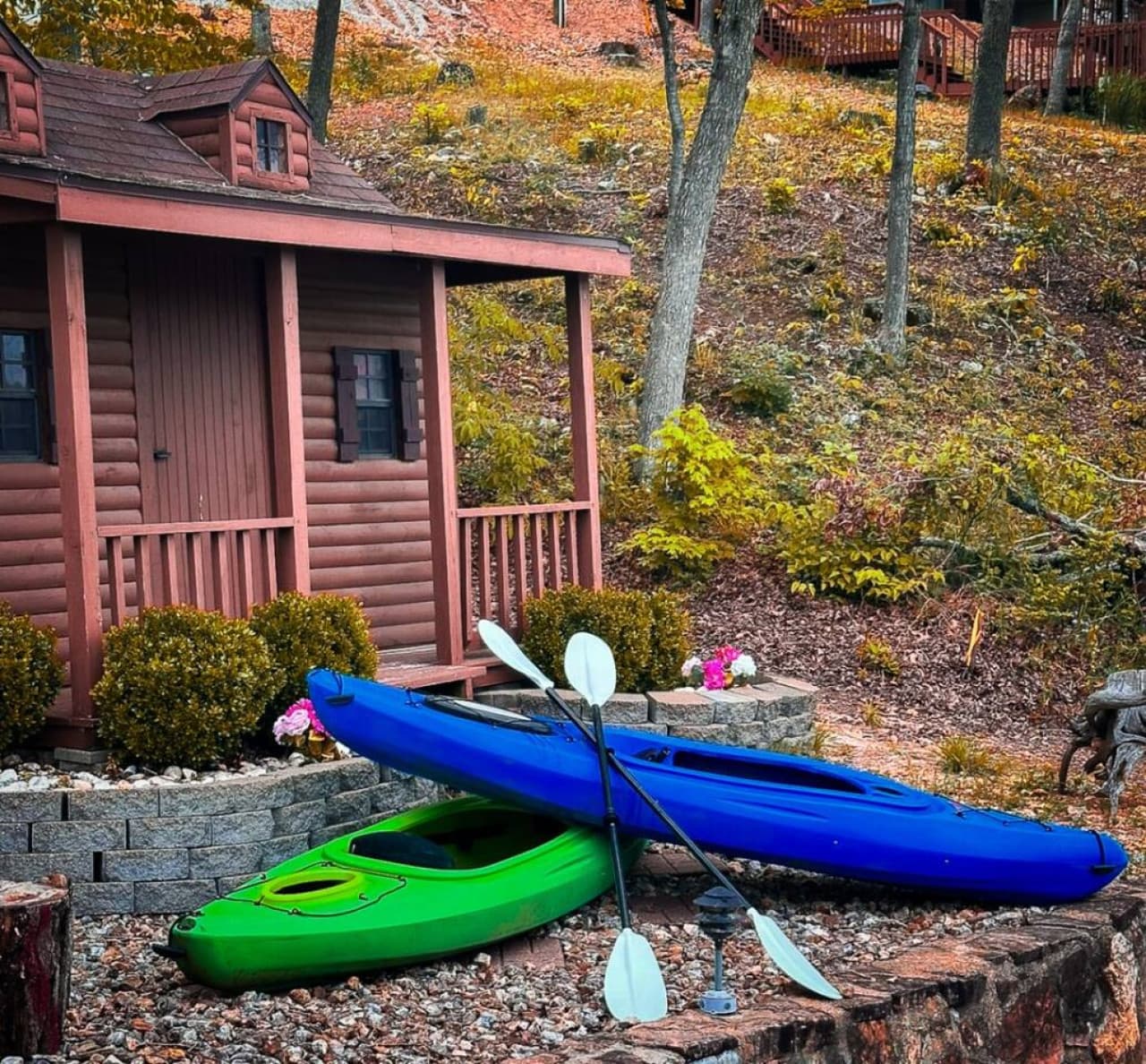 Exploring the calm waters of our lake. Kayaks are waiting for you!