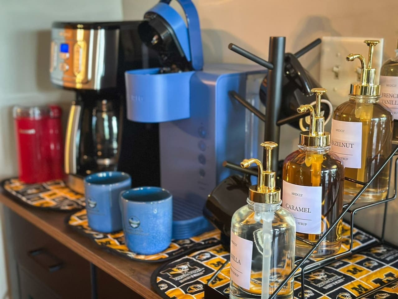 Start your mornings with lake views and a fresh brew from your private coffee corner.