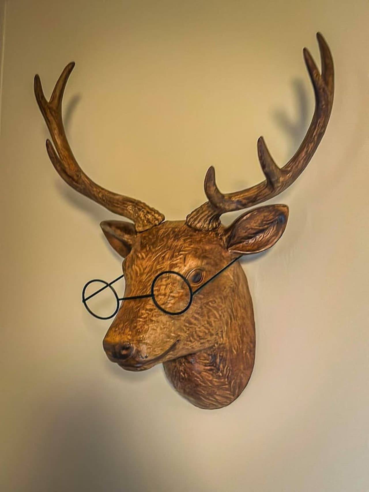 This unique wall feature showcases a stunning deer with antlers decor, adding a touch of rustic charm and character to the space. Perfectly blending nature-inspired elements, it creates a warm, inviting atmosphere with a nod to the great outdoors.
