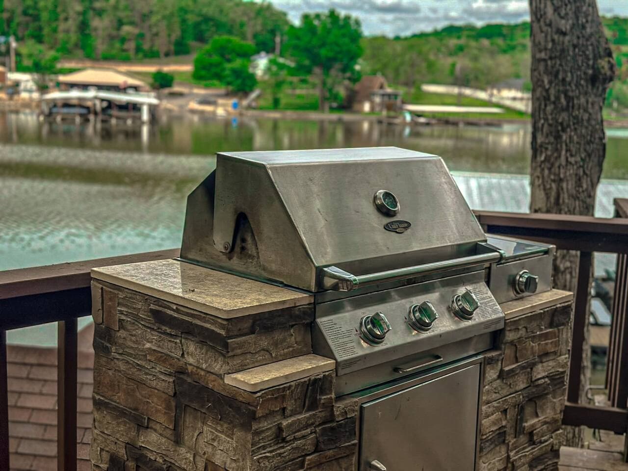 Grill time by the lake. Making memories and delicious meals by the lake.