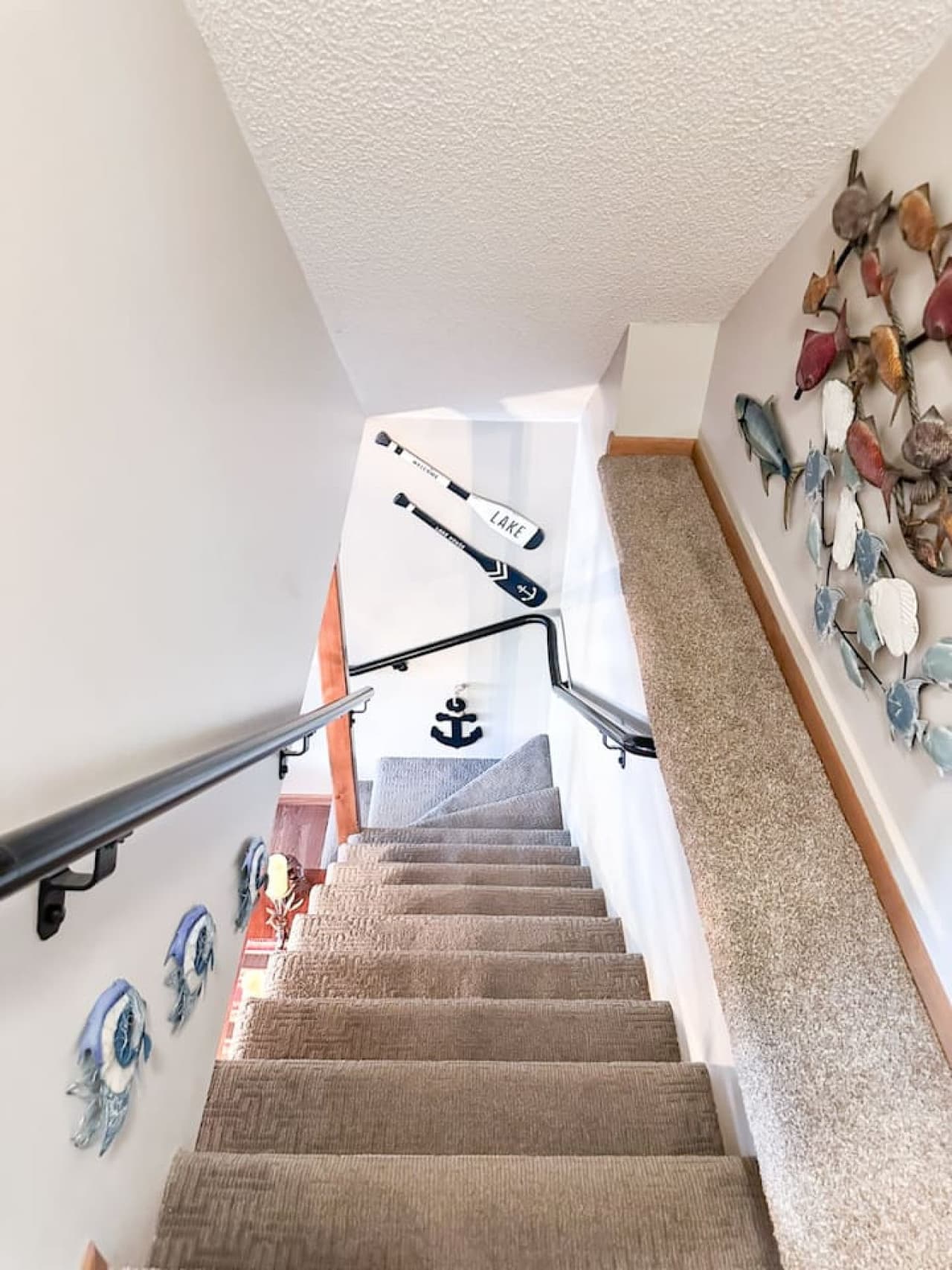 A little lake-themed touch on our stairway.