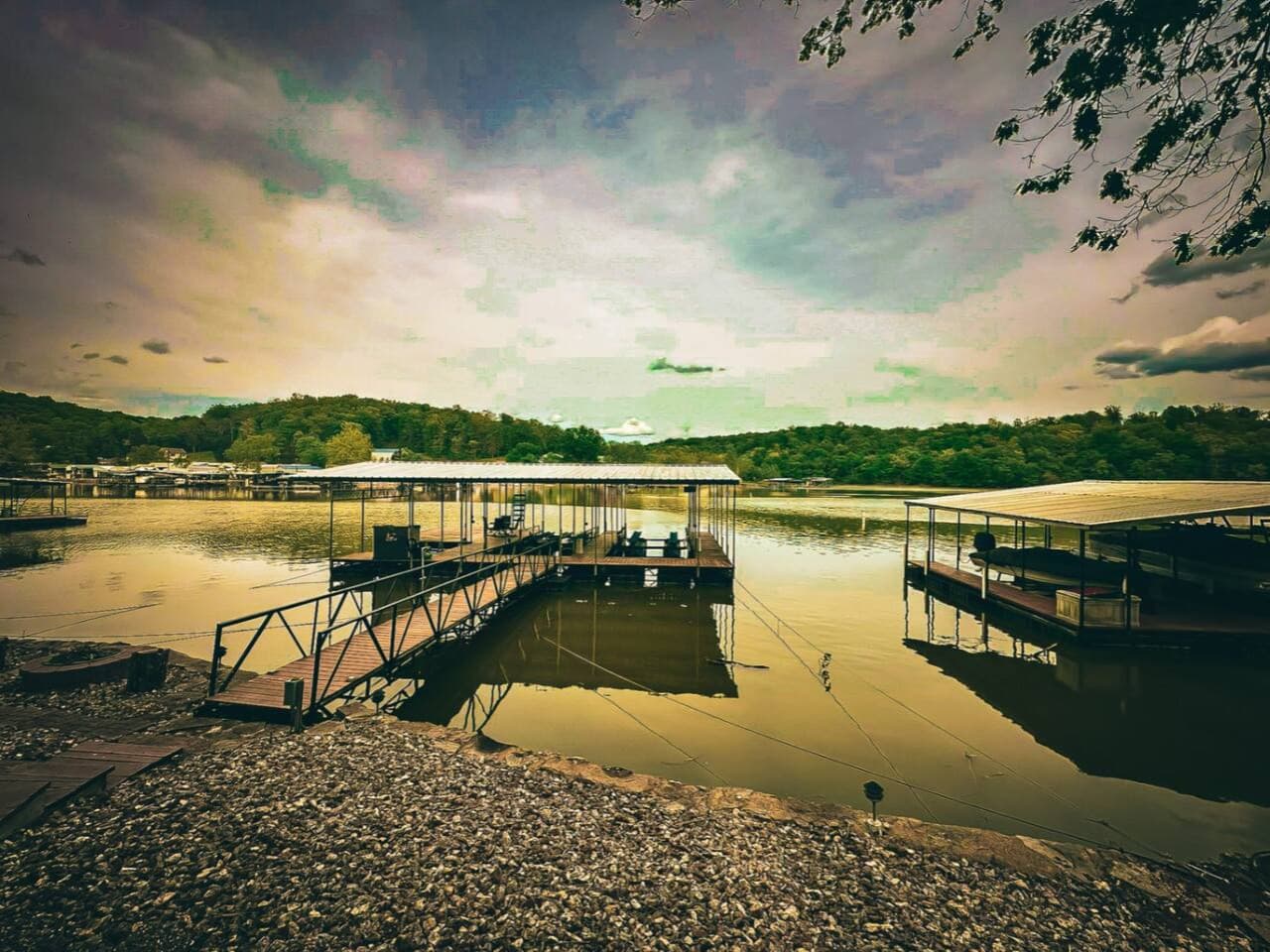 Picture yourself here. Tranquil lake views from our dock.