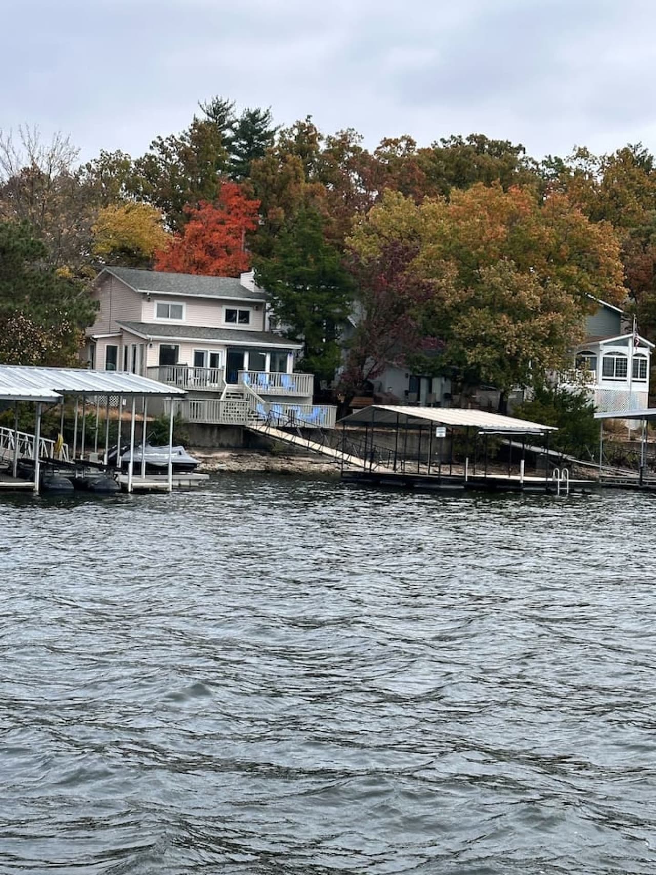Our expansive private dock at Hickory Haven provides everything you need for endless fun on the Lake of the Ozarks, including space for your boat.
