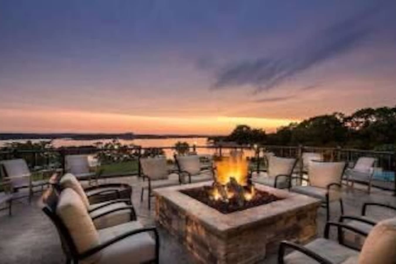 "Gather around the cozy fire pit at dusk—an unforgettable spot for sunset views and evening conversations."
