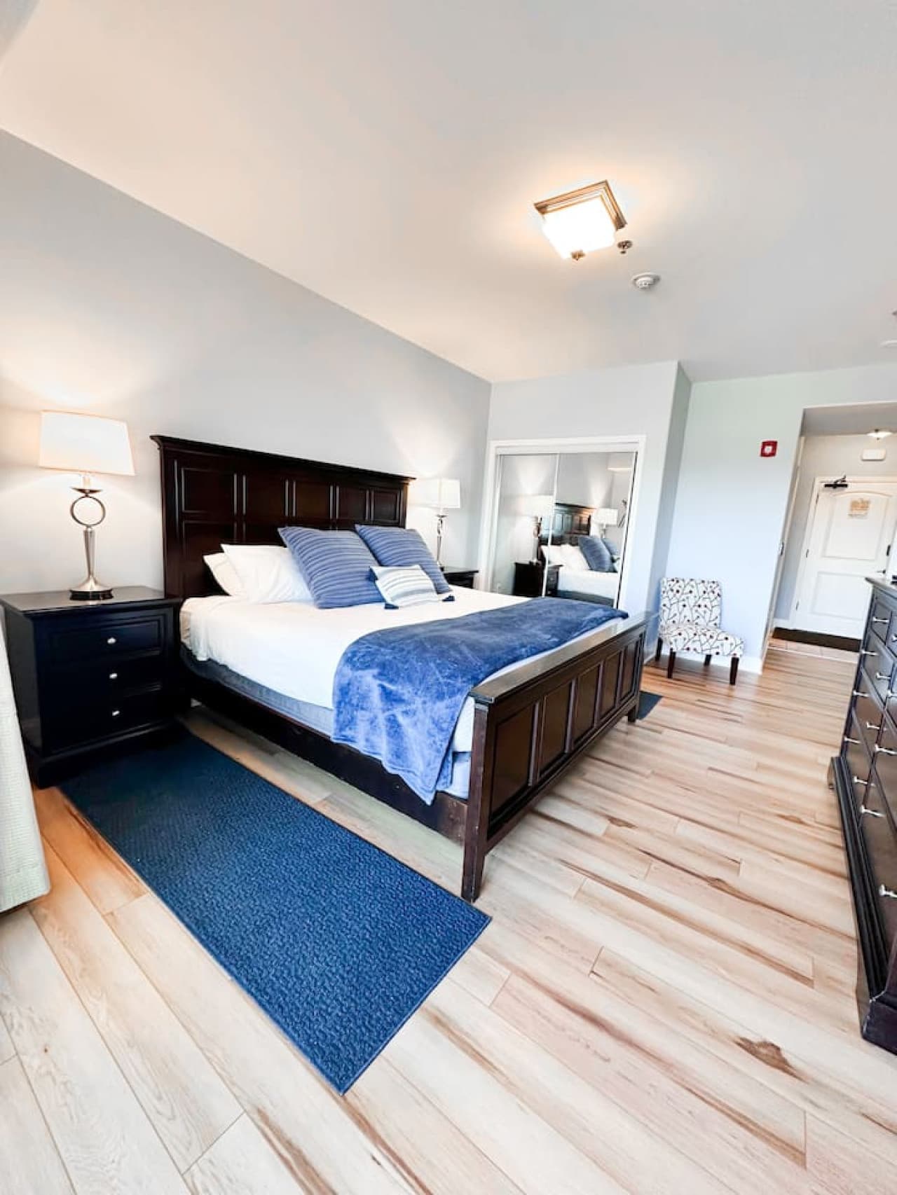 A clean and comfortable space designed for relaxation.