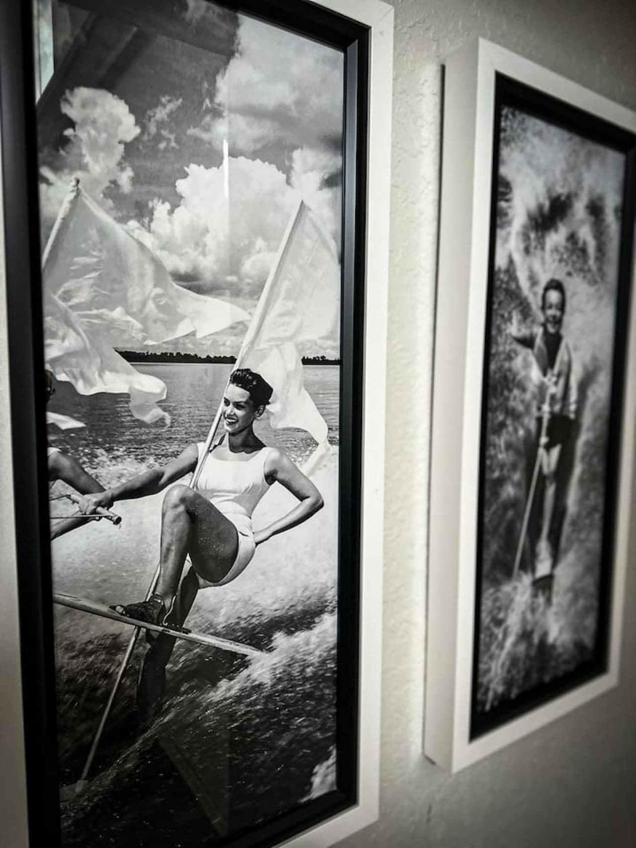 Charming decor celebrates the lakeside lifestyle with vintage waterskiing vibes.