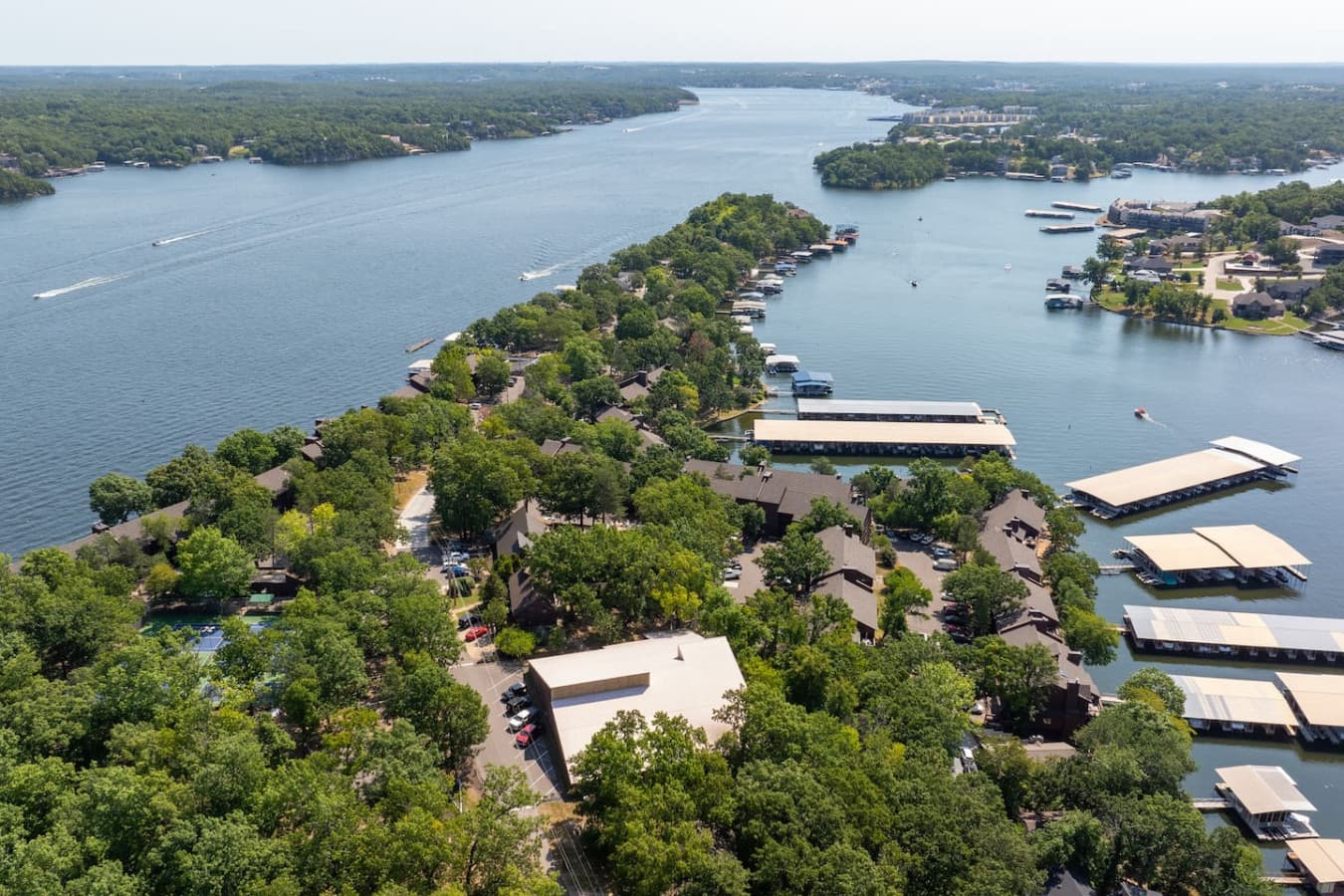 "Experience the beauty of the Lake of the Ozarks from above! The Knolls Resort offers incredible lake access and a fantastic location."